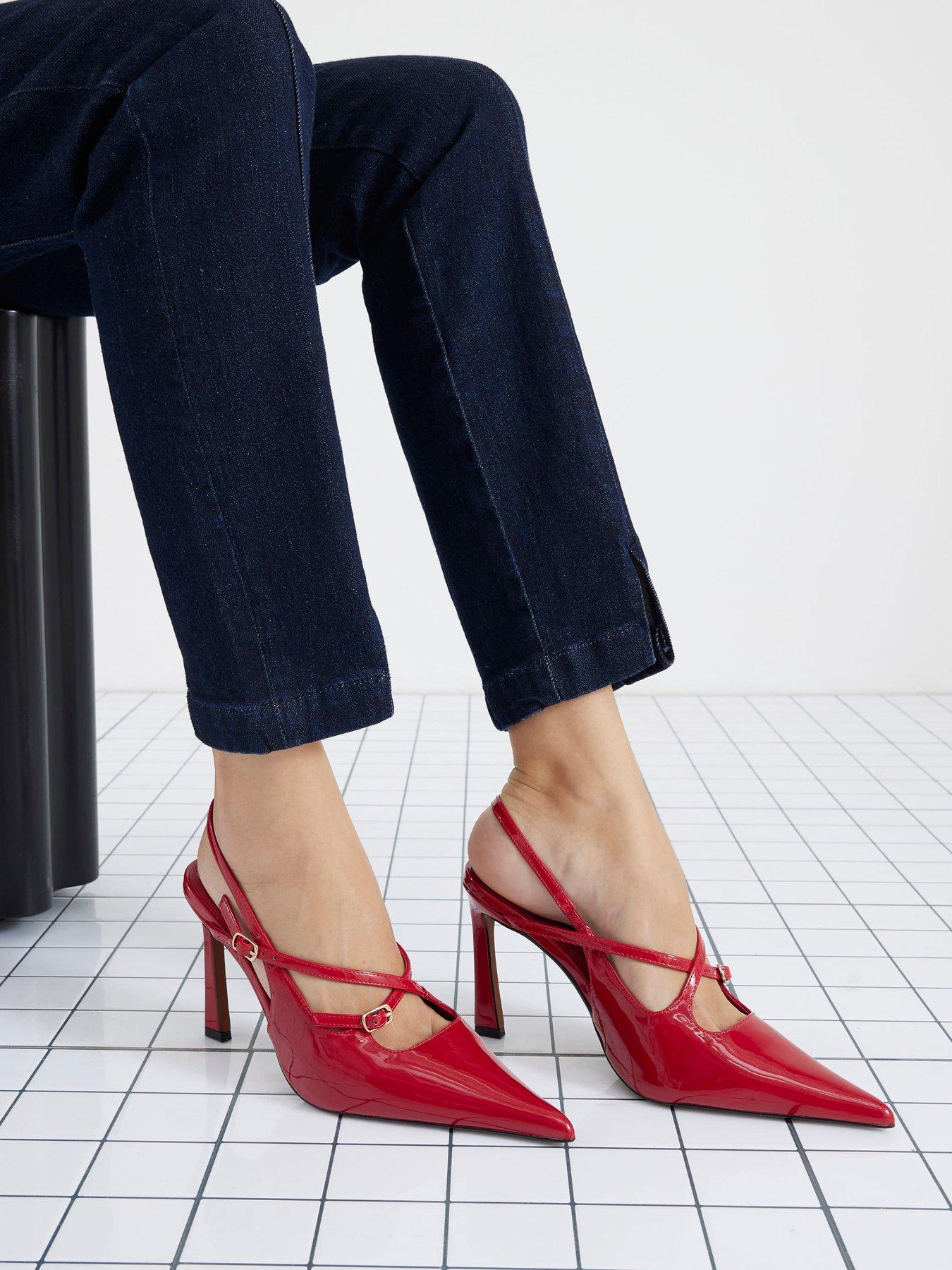 Image 2 of 6 of River Island Point Sling Buckle Slingbacks - Red