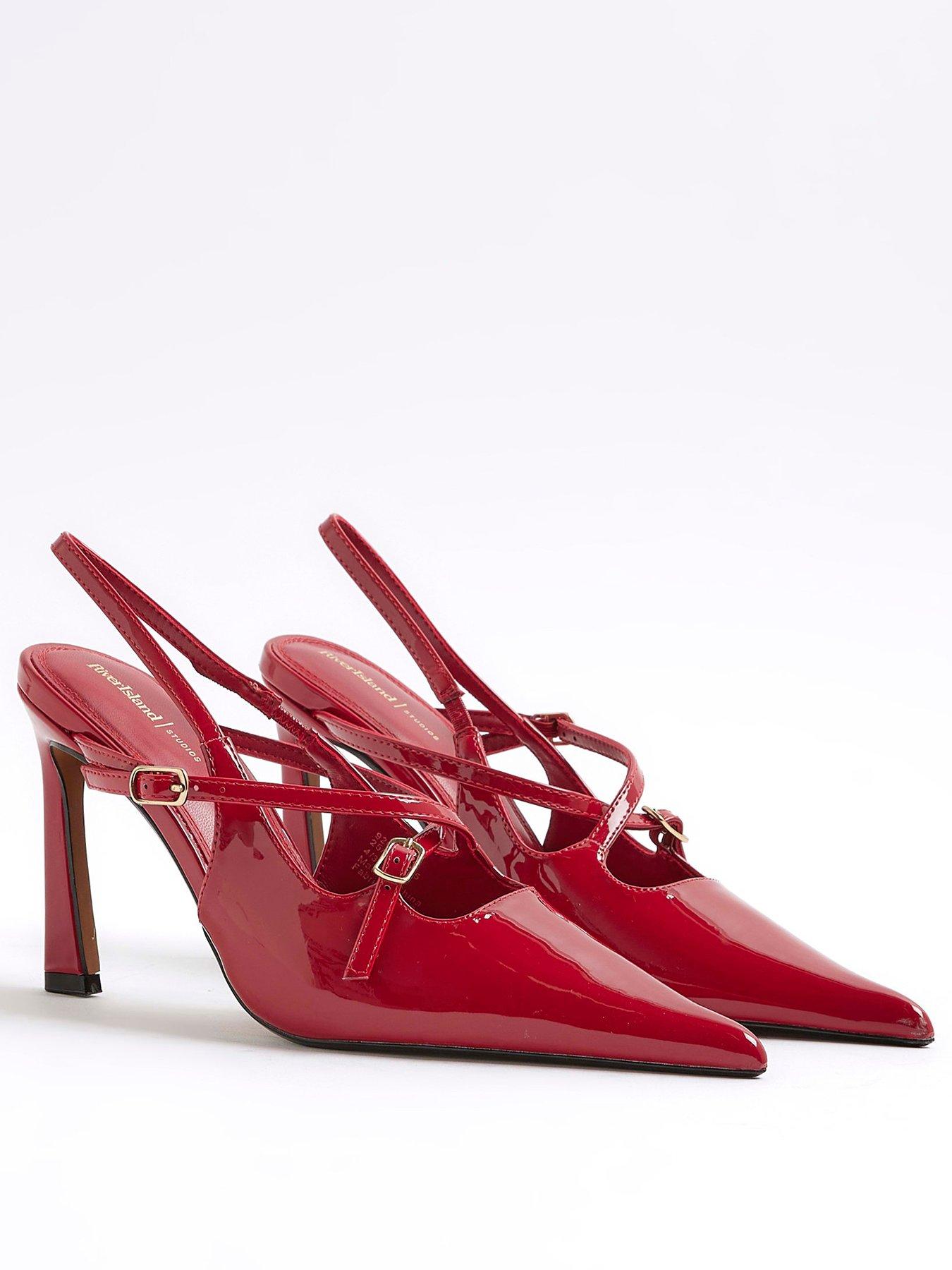 Image 4 of 6 of River Island Point Sling Buckle Slingbacks - Red