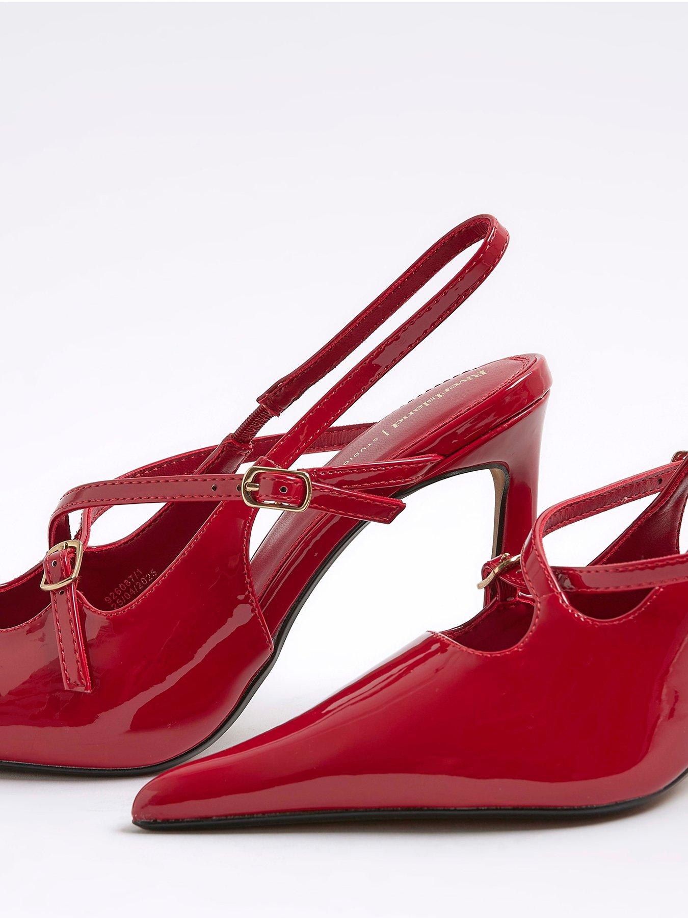 Image 5 of 6 of River Island Point Sling Buckle Slingbacks - Red