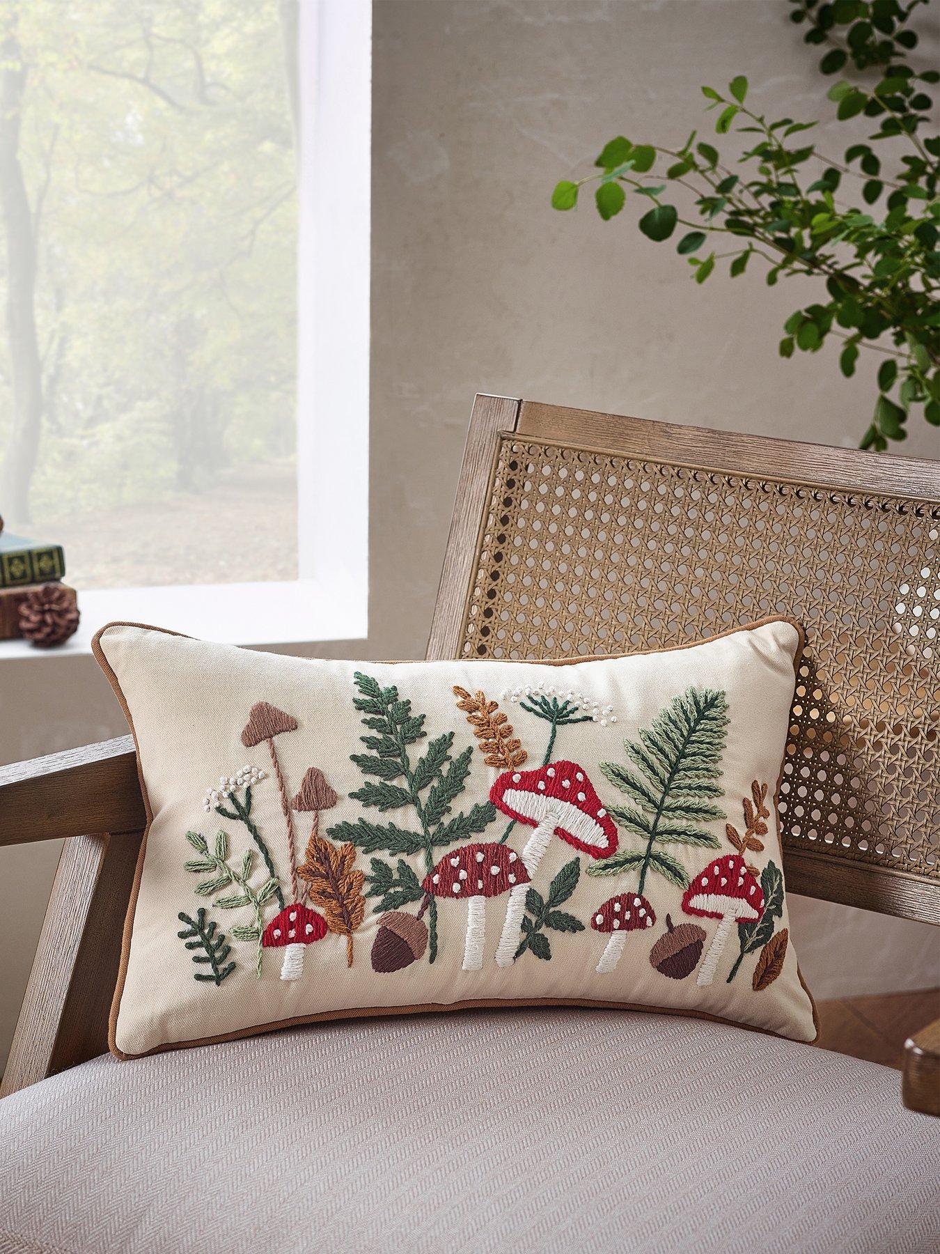 Catherine Lansfield Embroidery Woodland Filled Cushion- 30x50cm