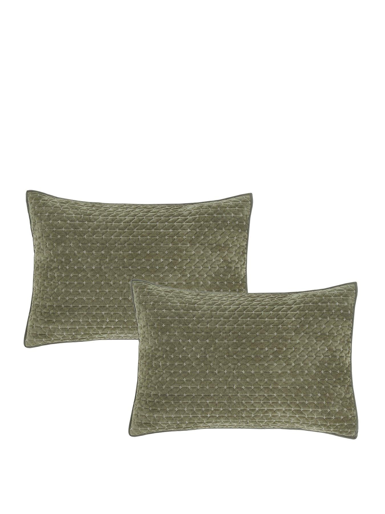 Image 2 of 3 of Bianca Attica Velvet Embroidered Pillow sham Pair