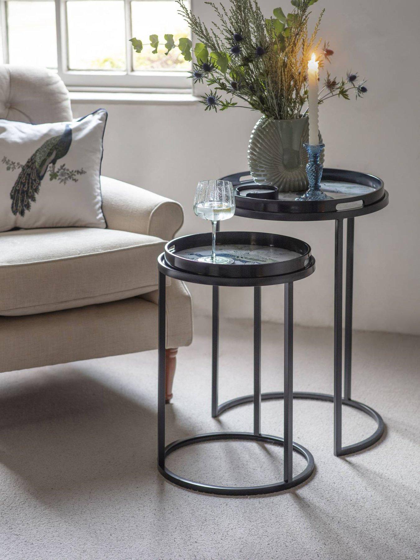 undefined Belvedere Peacock Print Set Of 2 Side Tables