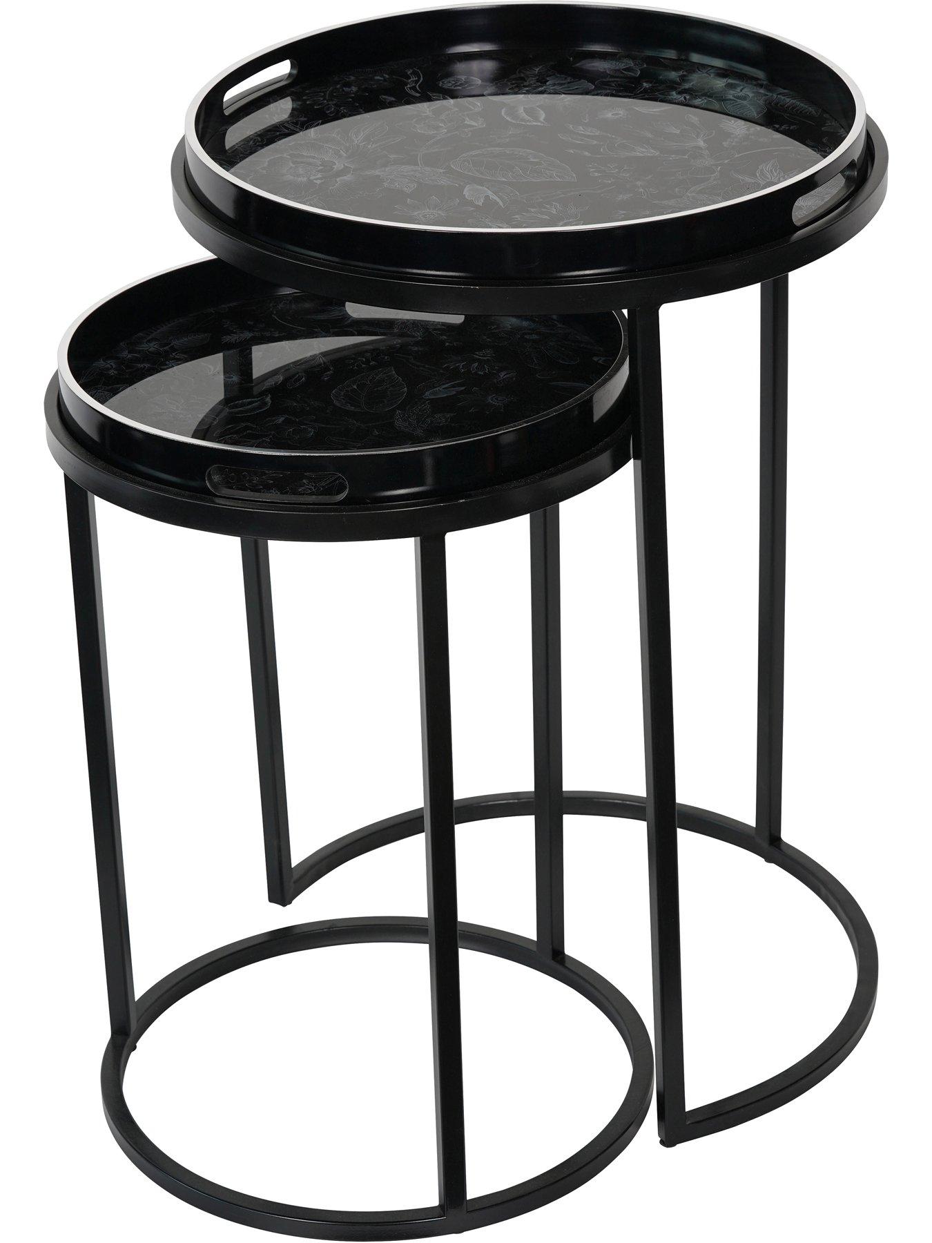 undefined Louise Print Set Of 2 Side Tables With Removeable Trays