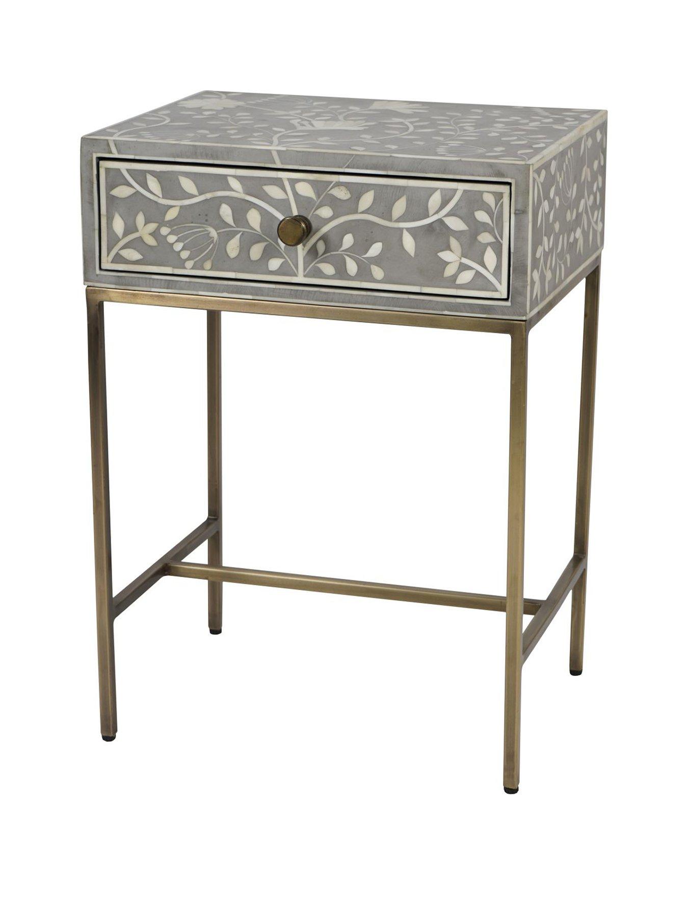 Image 2 of 5 of Laura Ashley Grey Epsley Side Table With Drawer