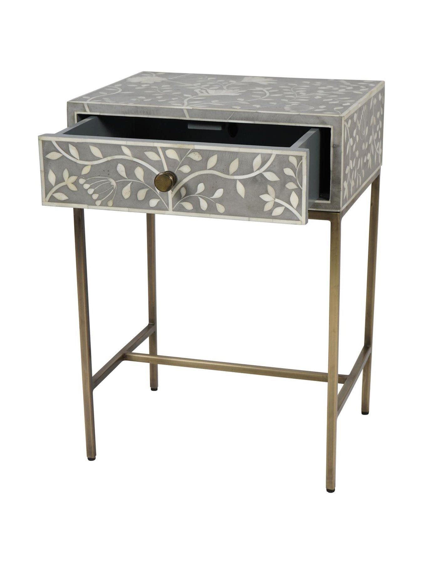 Image 3 of 5 of Laura Ashley Grey Epsley Side Table With Drawer