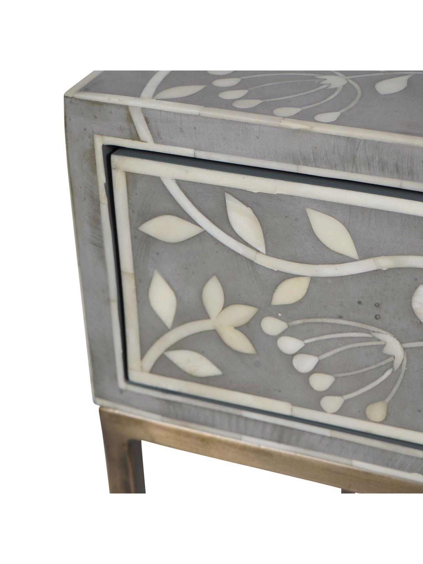 Image 4 of 5 of Laura Ashley Grey Epsley Side Table With Drawer