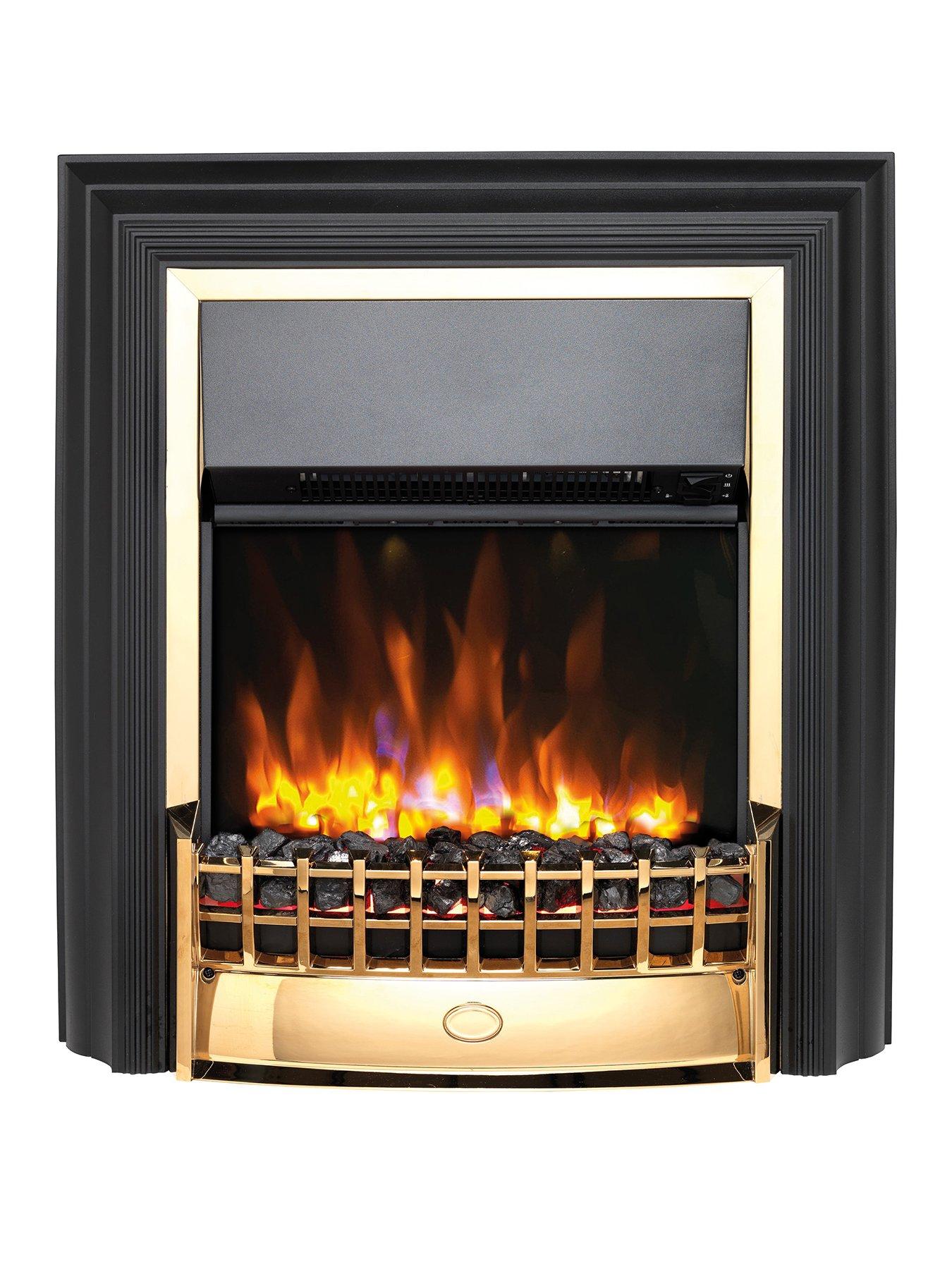 Dimplex Cheriton Deluxe Optiflame 2kW Freestanding Electric Fire, Remote Control, Brass