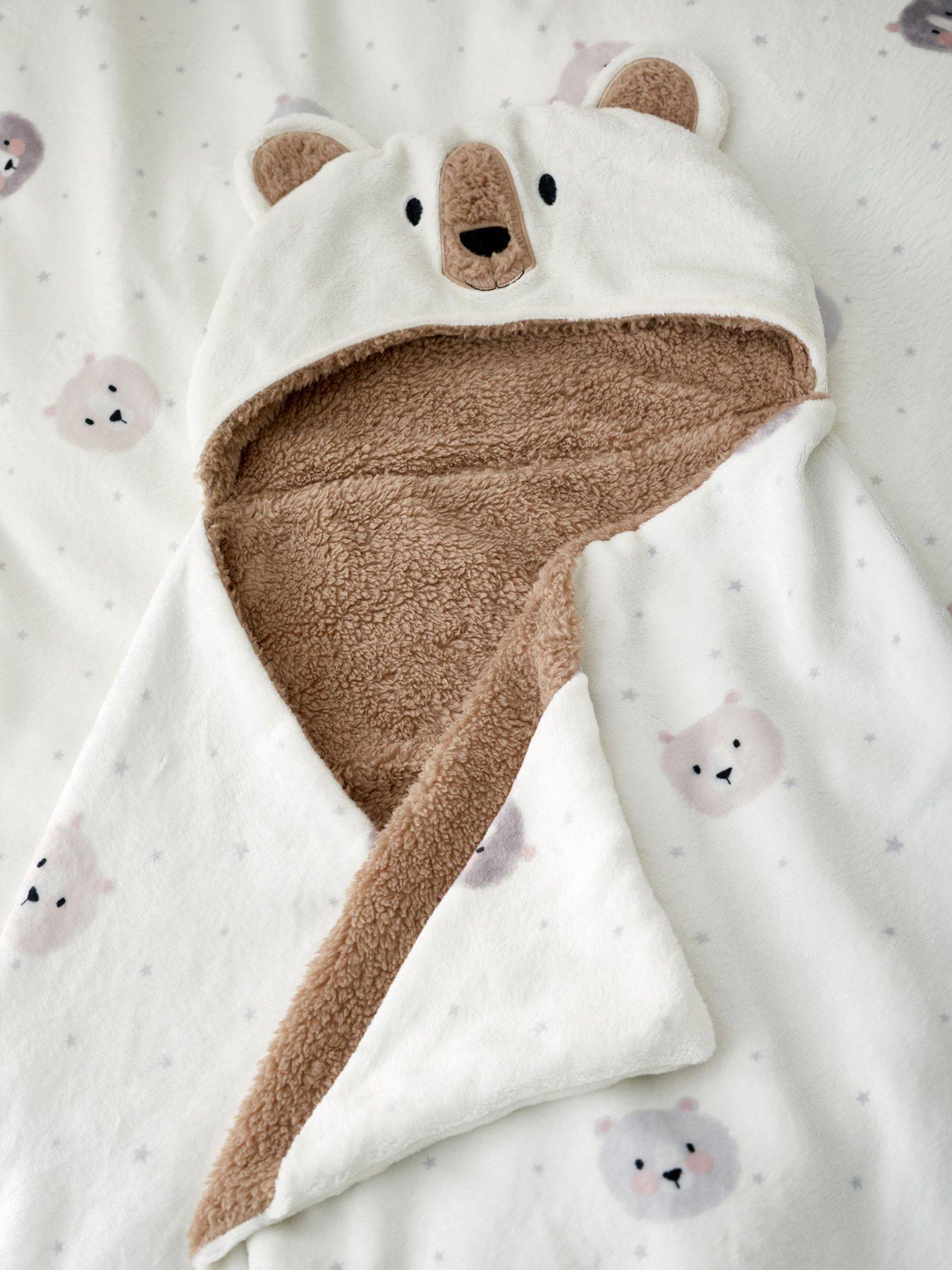Catherine Lansfield Cosy Bear Kids Hooded Blanket- 90x125cm