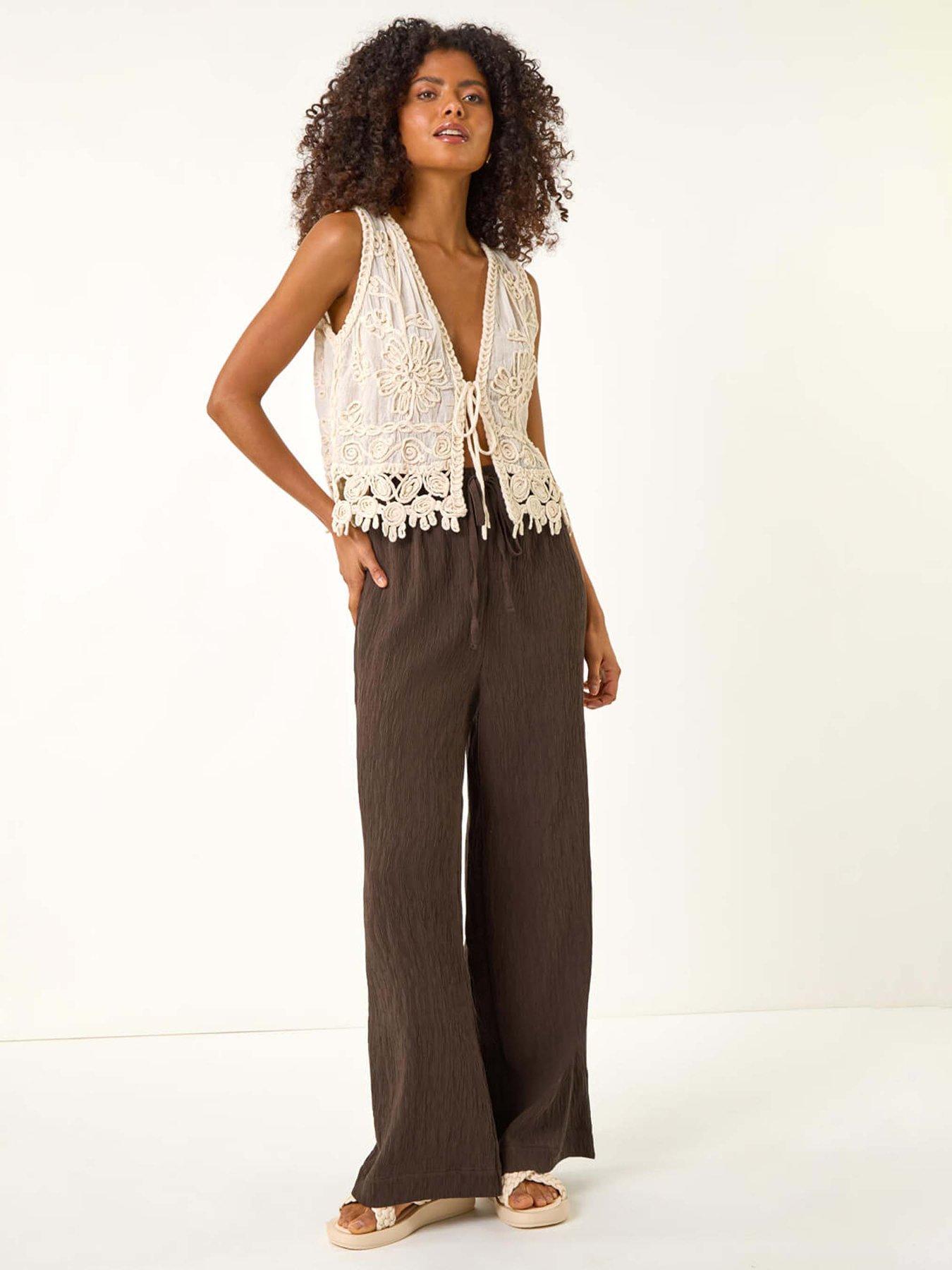 roman-dusk-textured-elastic-waist-trousers-brownback