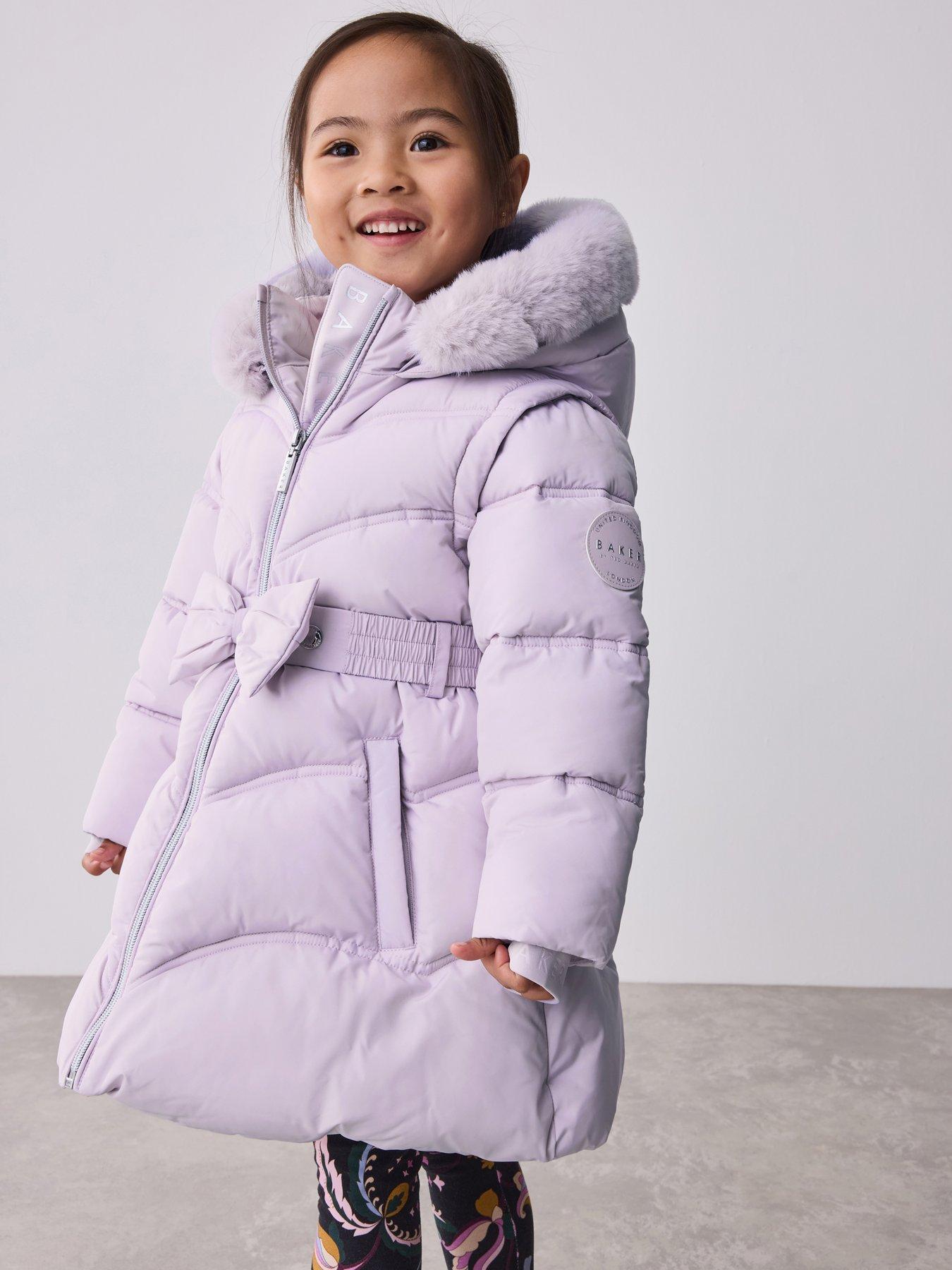 Ted Baker Younger Girls Bow Coat - Purple