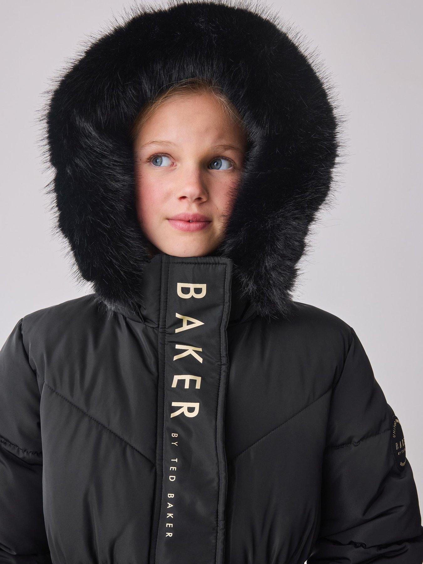 Image 3 of 6 of Ted Baker Girls Shower Resistant Skirted Padded Coat - Black