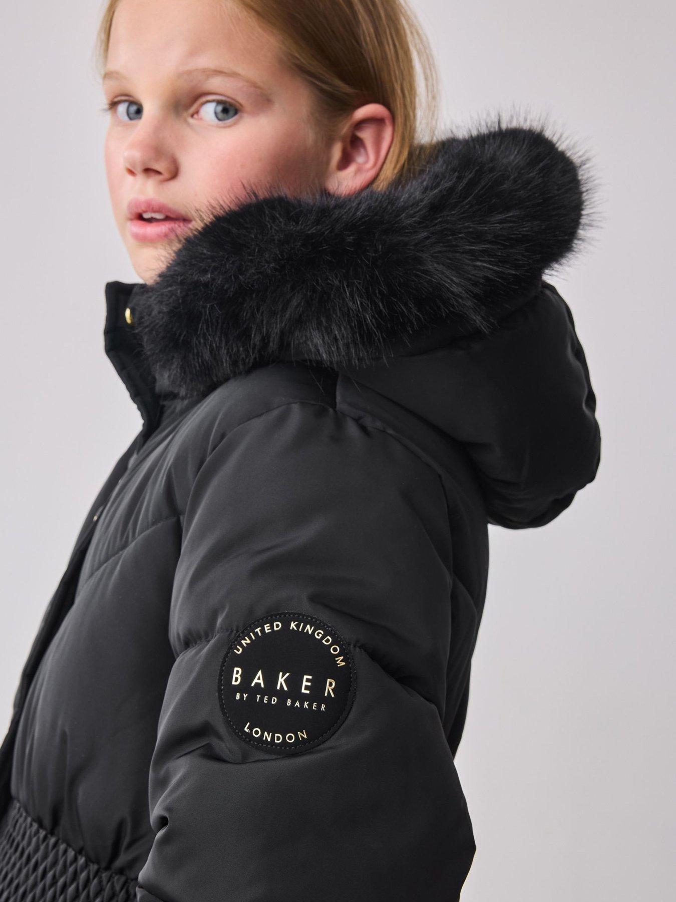 Image 4 of 6 of Ted Baker Girls Shower Resistant Skirted Padded Coat - Black