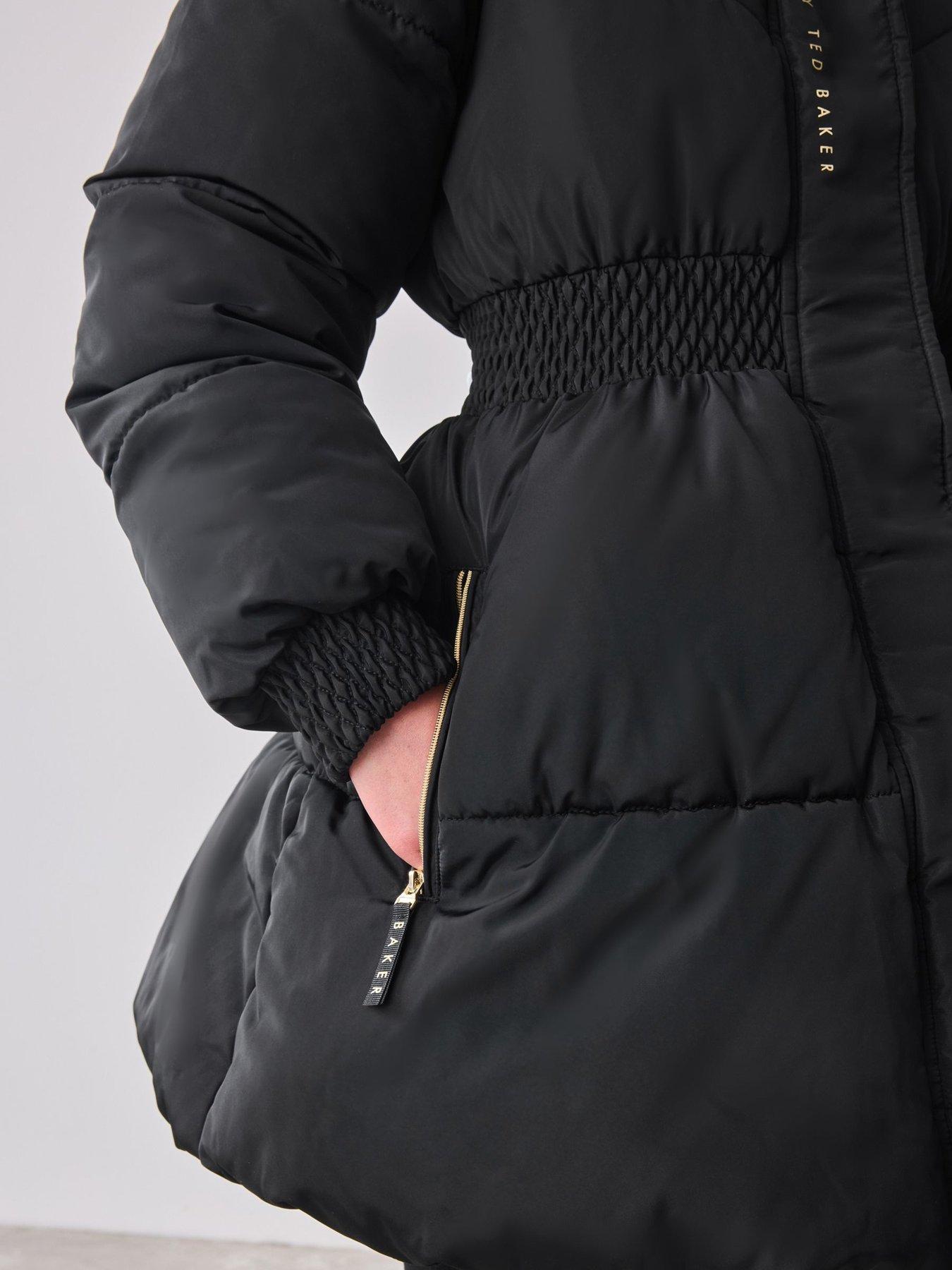 Image 5 of 6 of Ted Baker Girls Shower Resistant Skirted Padded Coat - Black