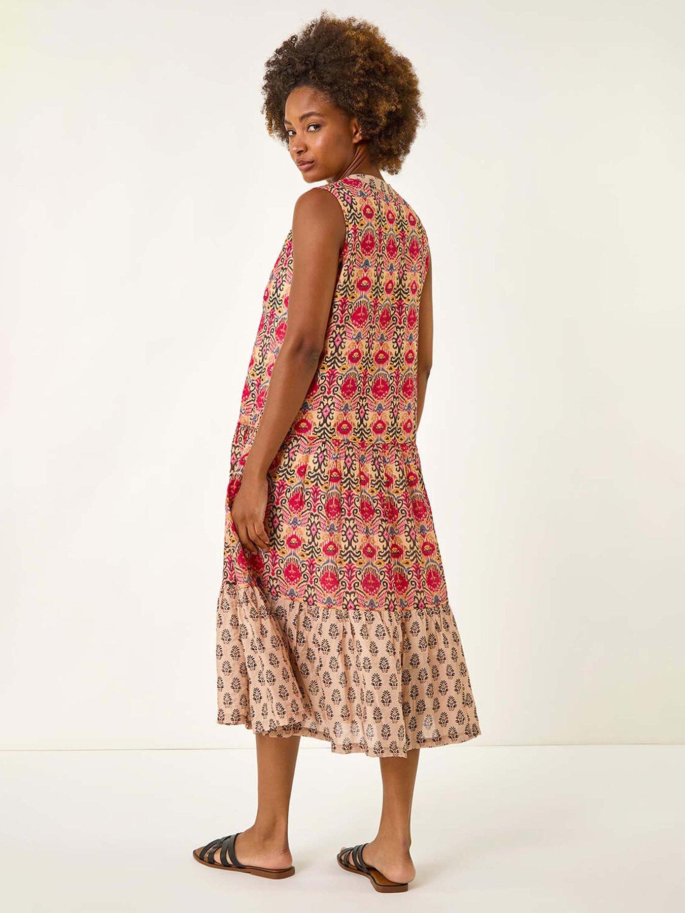 roman-border-print-smock-dress-redstillFront