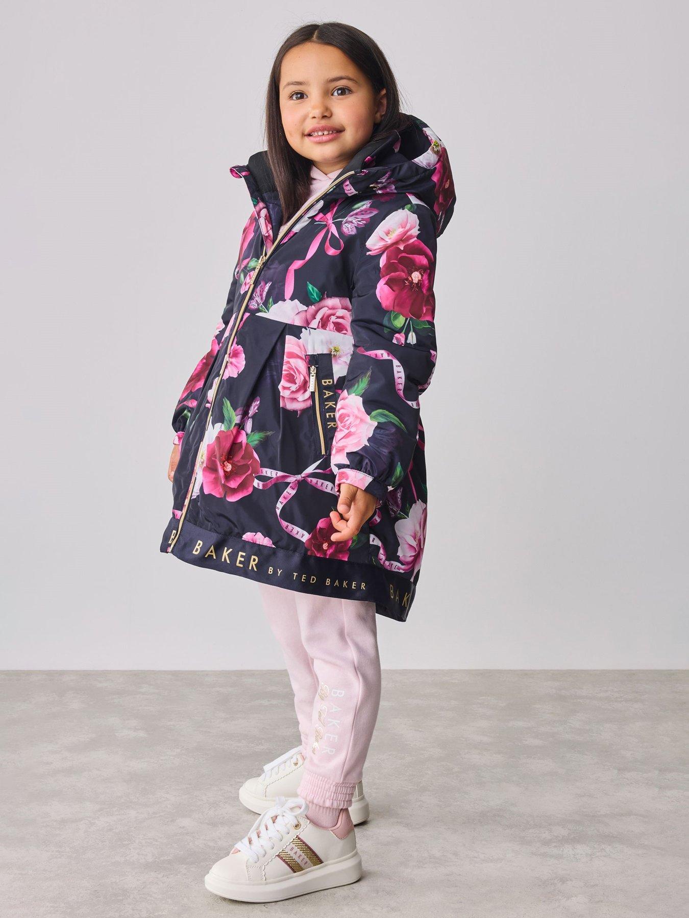 Image 3 of 6 of Ted Baker Girls Printed Floral Coat - Navy