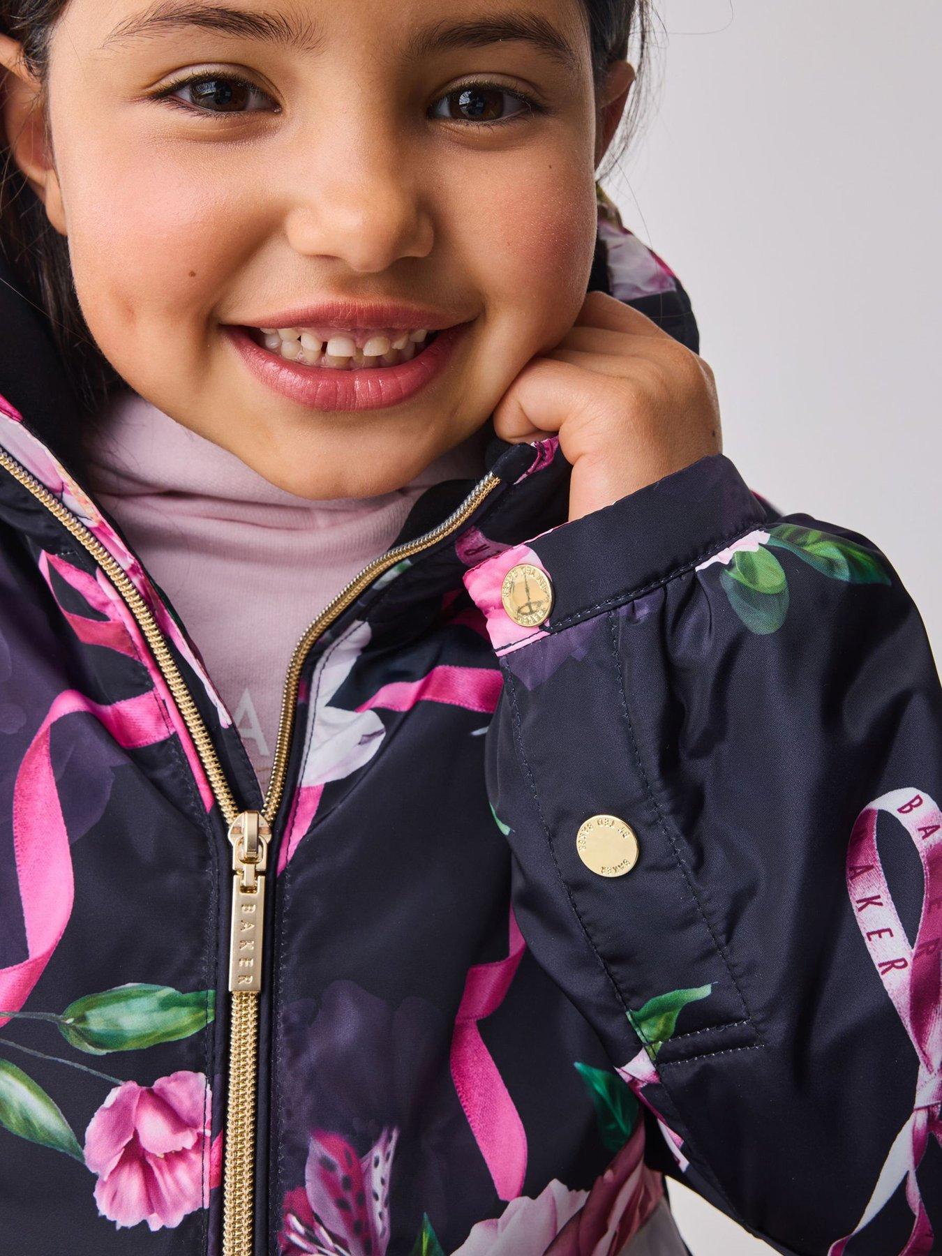 Image 4 of 6 of Ted Baker Girls Printed Floral Coat - Navy
