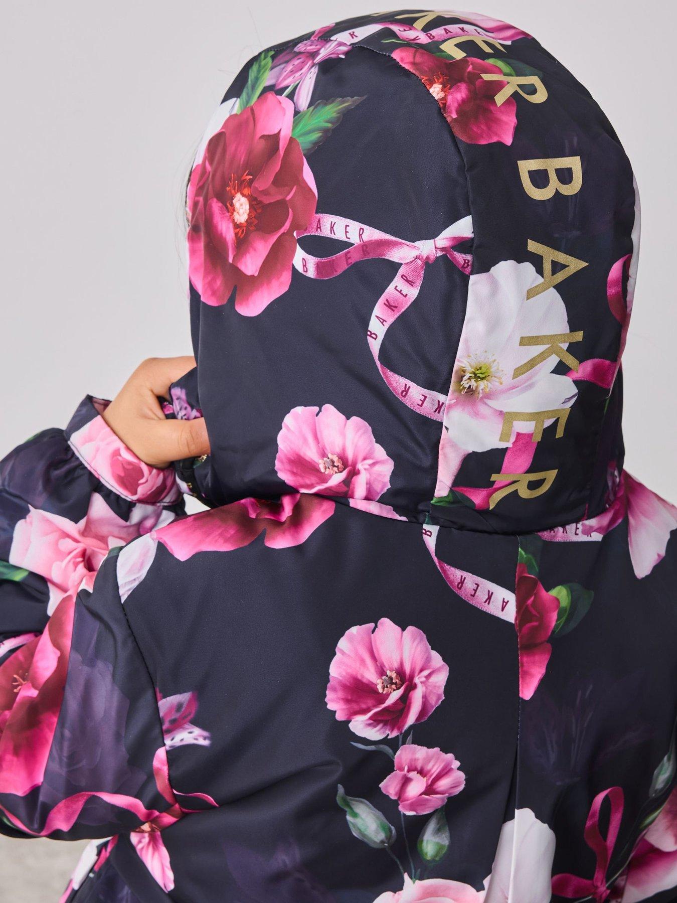 Image 5 of 6 of Ted Baker Girls Printed Floral Coat - Navy