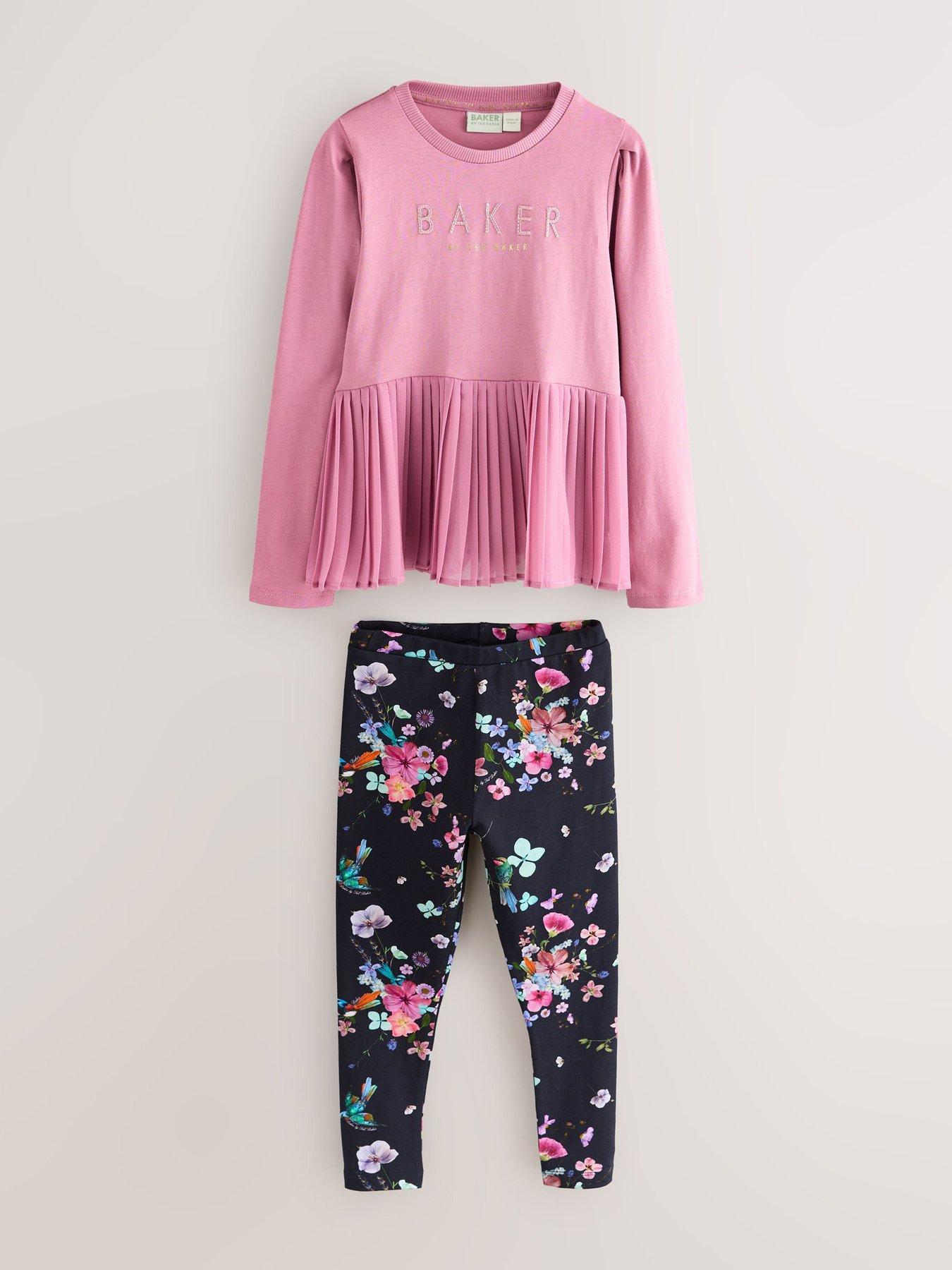 Ted Baker Older Girls Pleated Top  &  Legging Set - Pink