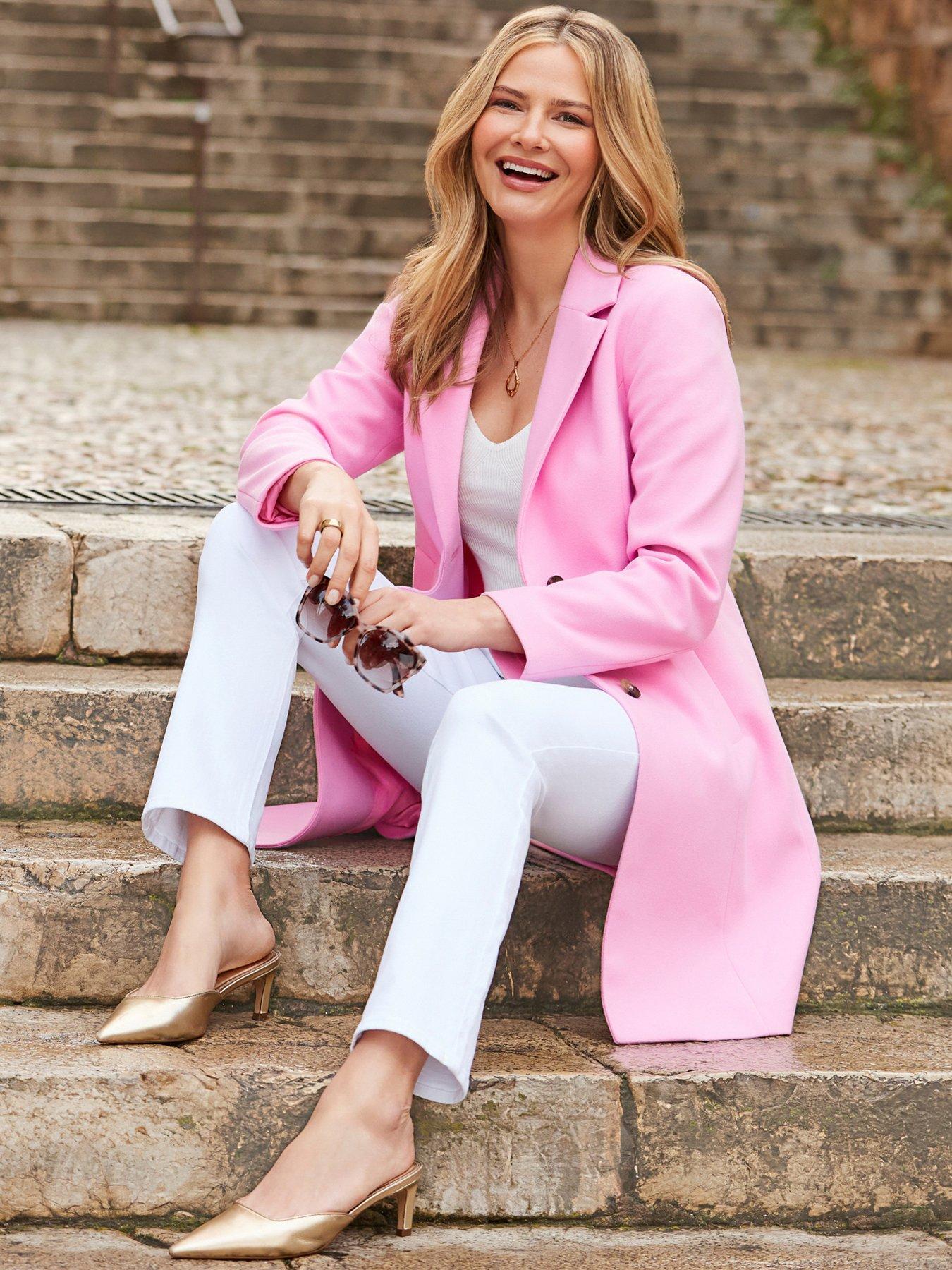 Sosandar Pale Pink Formal Pull Over Coat