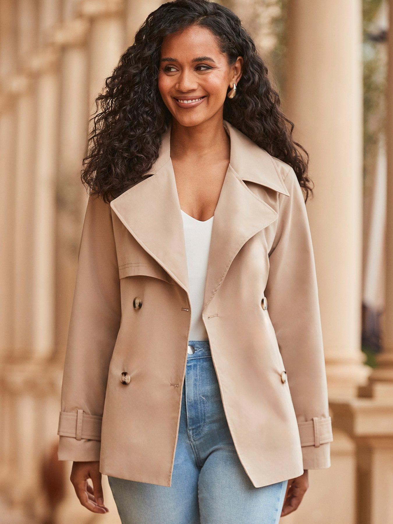 Sosandar Natural 18 Fitted Short Trench Coat