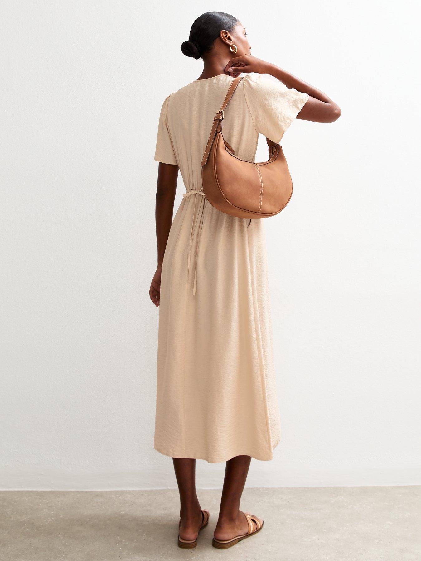 new-look-light-yellow-flutter-sleeve-v-neck-midi-dressstillFront