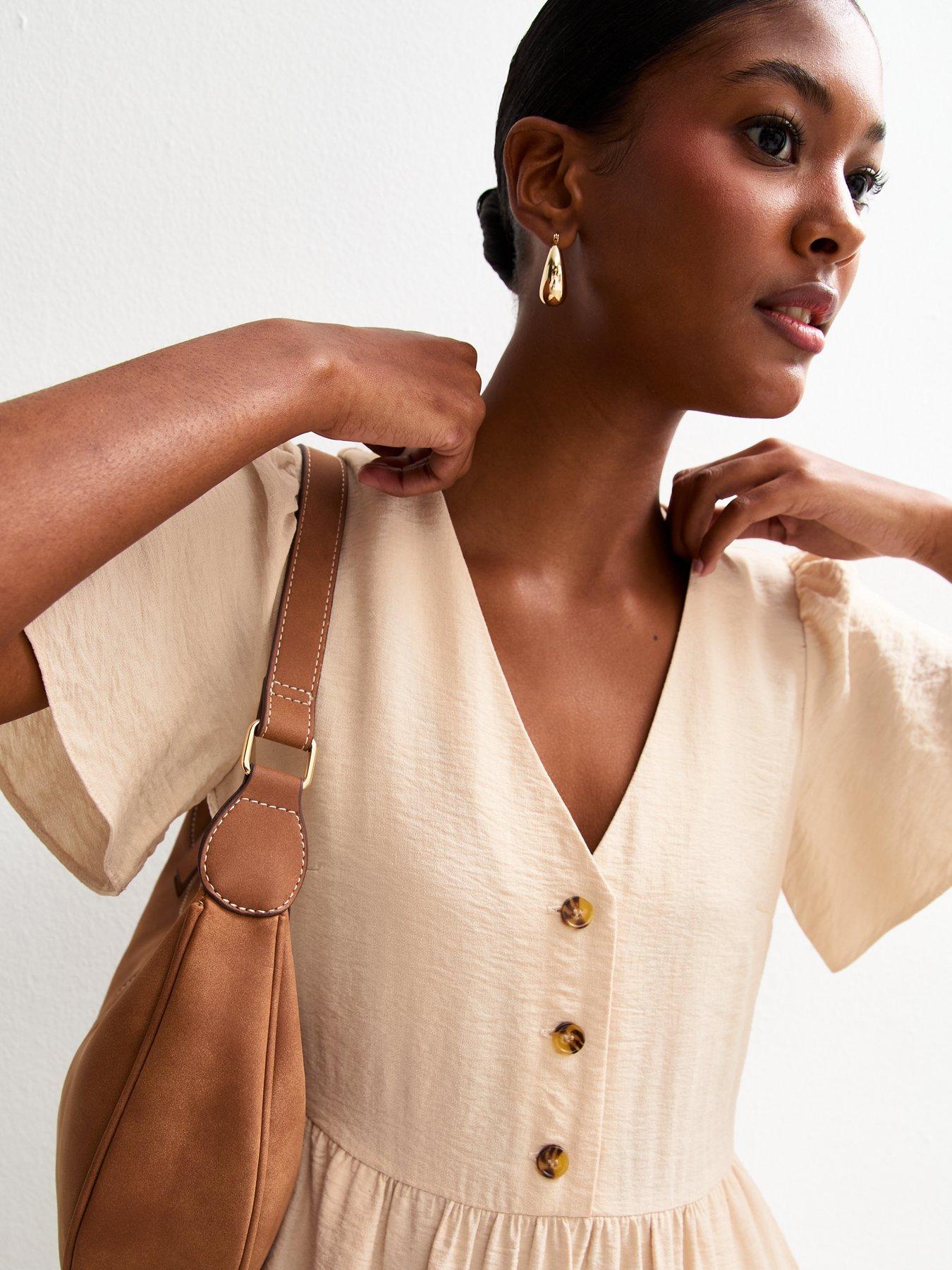 new-look-light-yellow-flutter-sleeve-v-neck-midi-dressoutfit