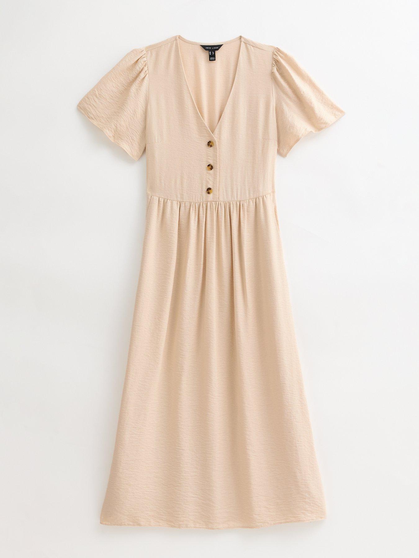 New Look Light Yellow Flutter Sleeve V-neck Midi Dress | Very Ireland