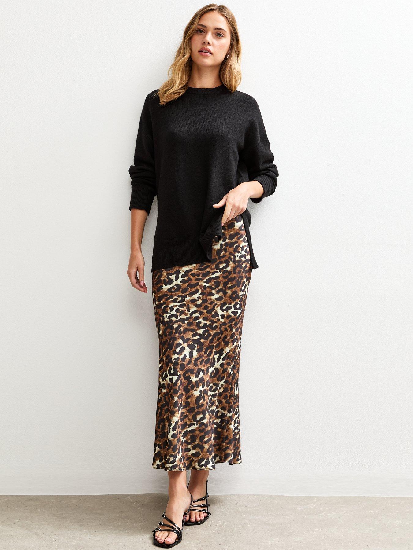 new-look-brown-animal-print-satin-bias-cut-midi-skirt
