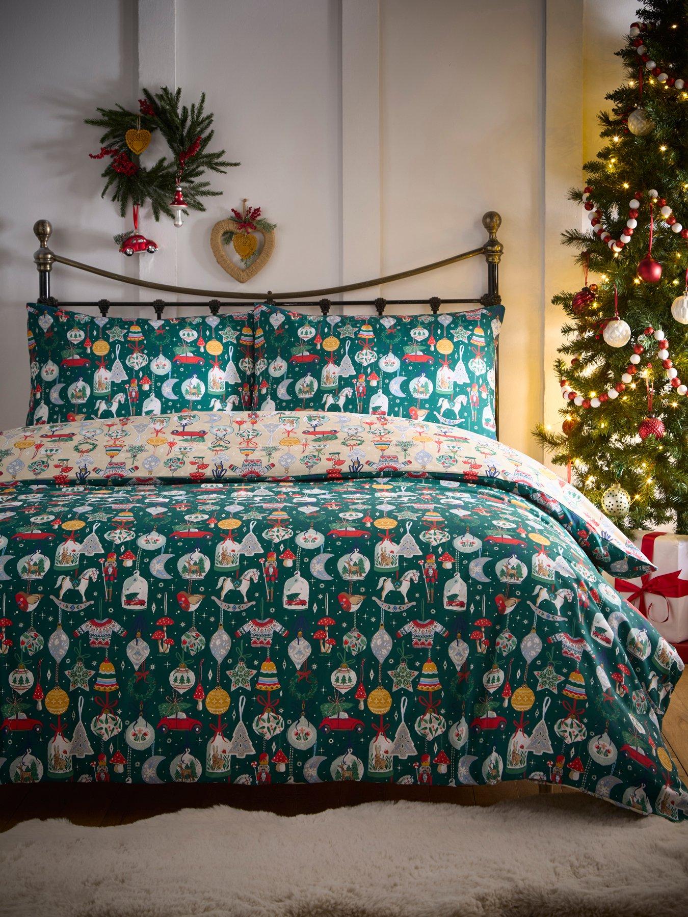 Fusion Christmas Ornaments - Festive Double Duvet Cover Set