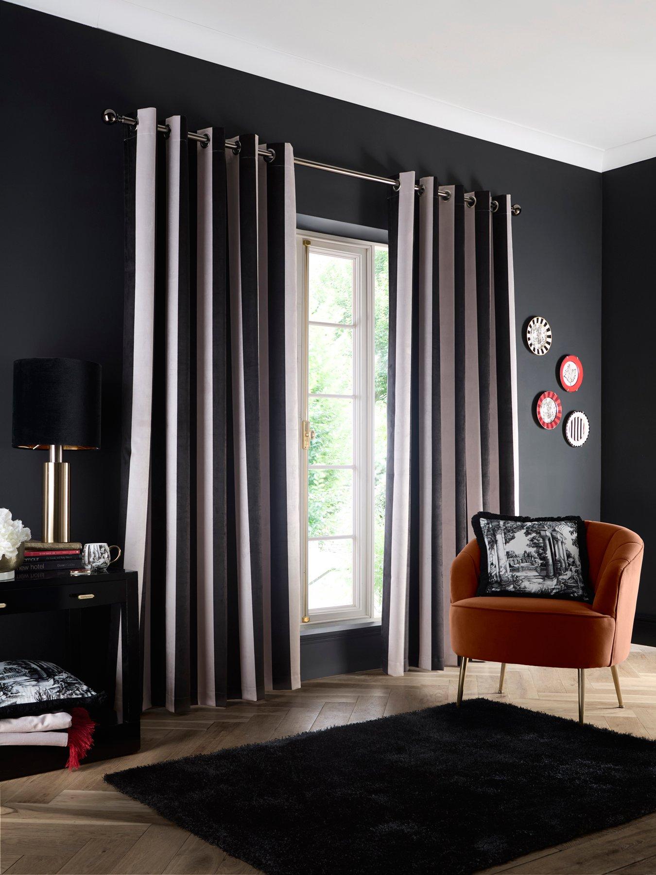 Image 1 of 3 of Laurence Llewelyn-Bowen Festivo Stripe Velvet Blackout Eyelet Curtains