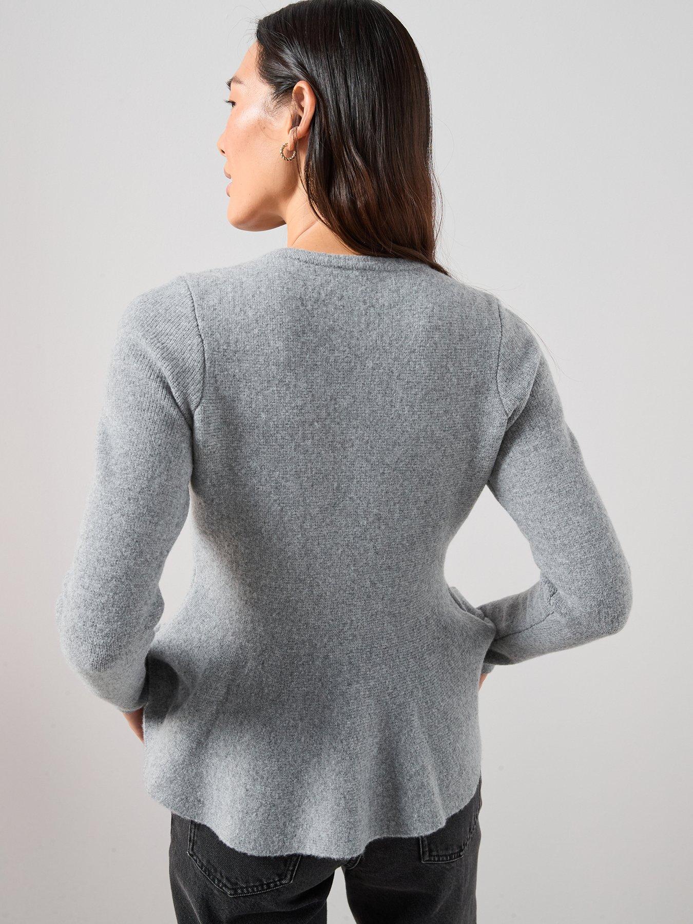 the-very-collection-crew-neck-covered-button-peplum-cardigan-greystillFront