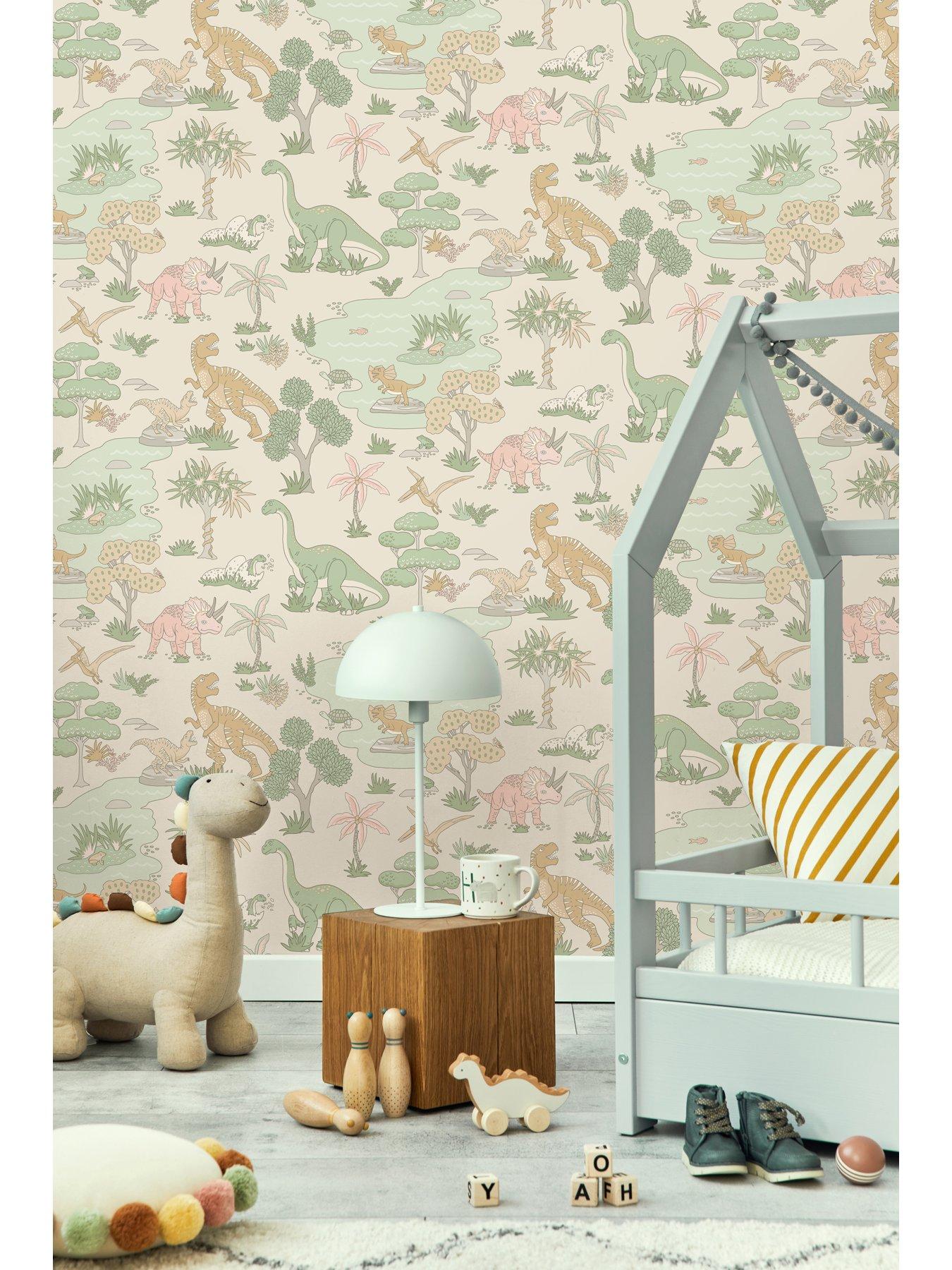 Image 3 of 5 of Holden Decor Dino Zoo Wallpaper - Pink/sage