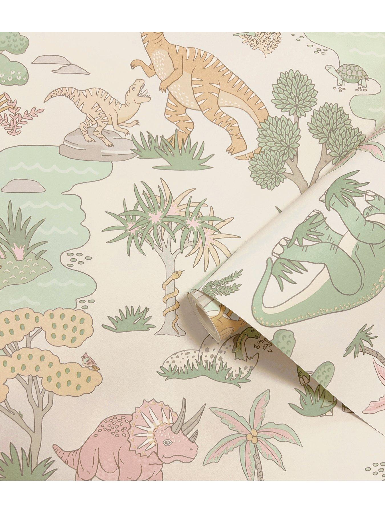 Image 5 of 5 of Holden Decor Dino Zoo Wallpaper - Pink/sage