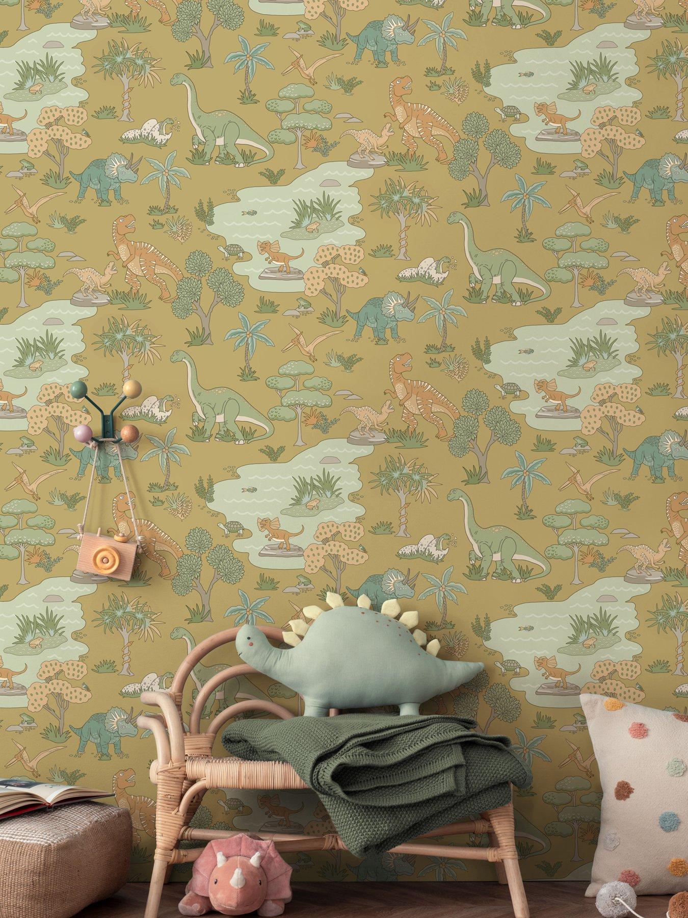 Holden Decor Dino Zoo Wallpaper - Ochre