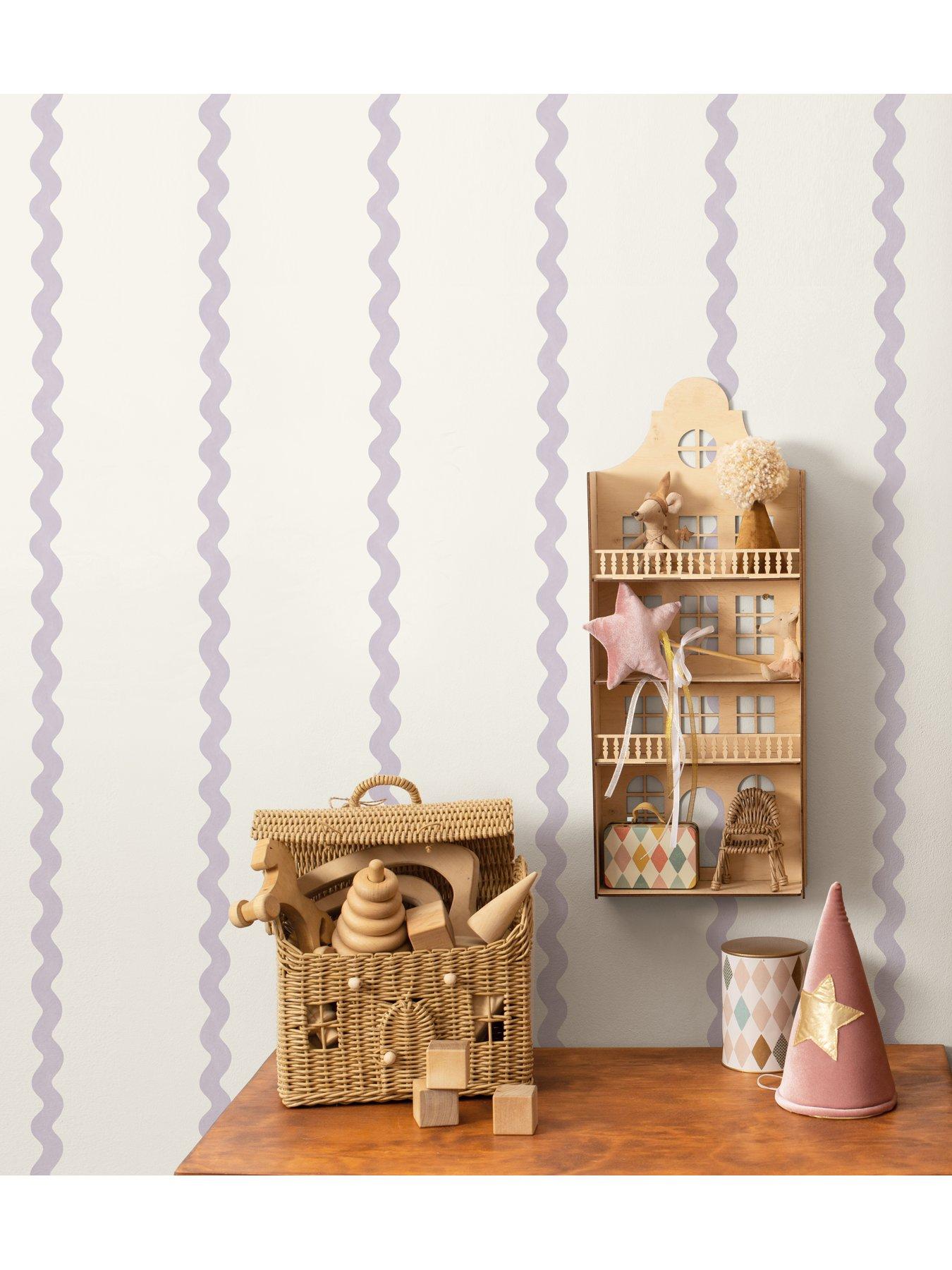 Image 3 of 5 of Holden Decor Do The Wiggle Stripe Wallpaper - Lilac