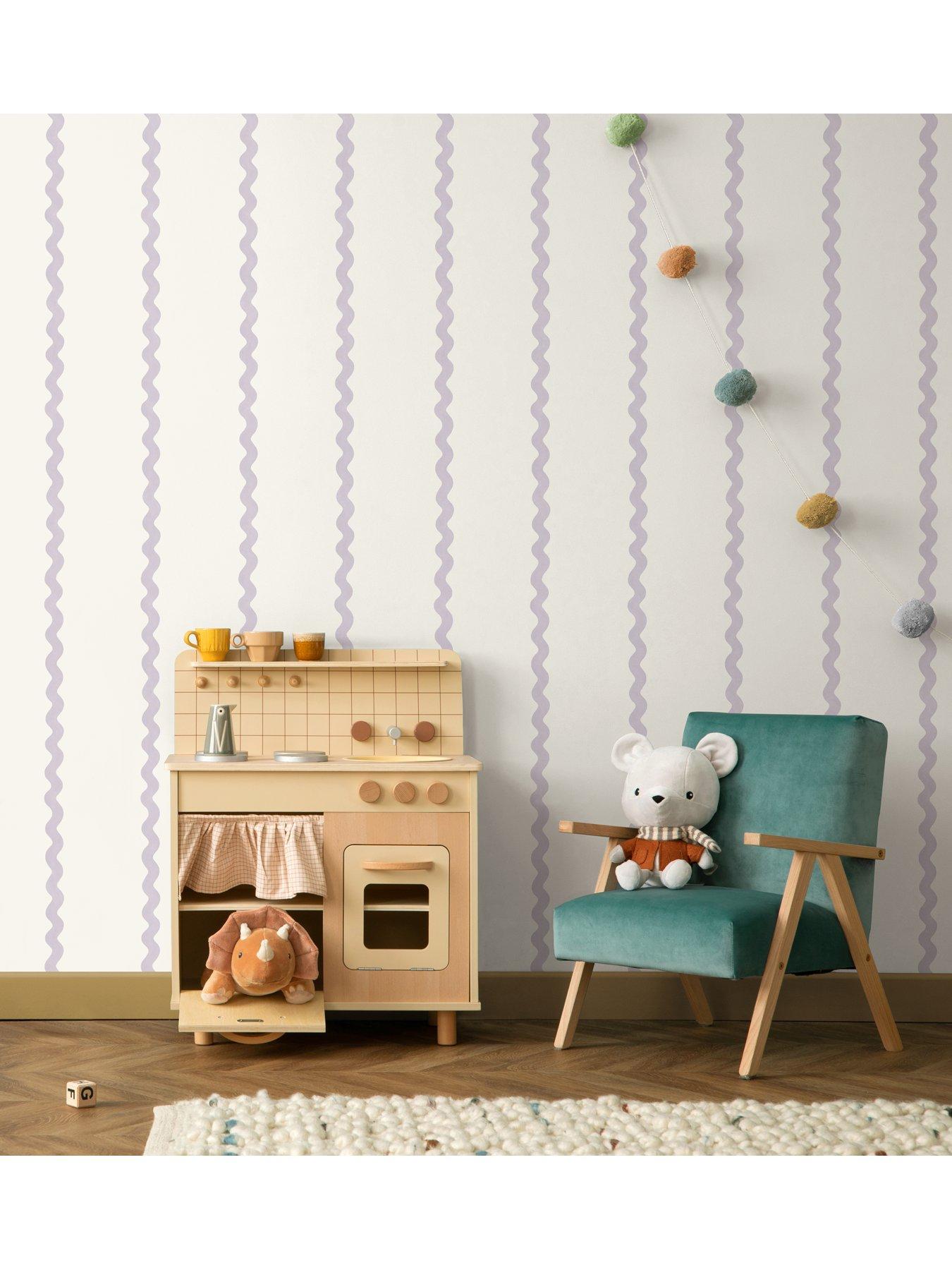 Image 4 of 5 of Holden Decor Do The Wiggle Stripe Wallpaper - Lilac