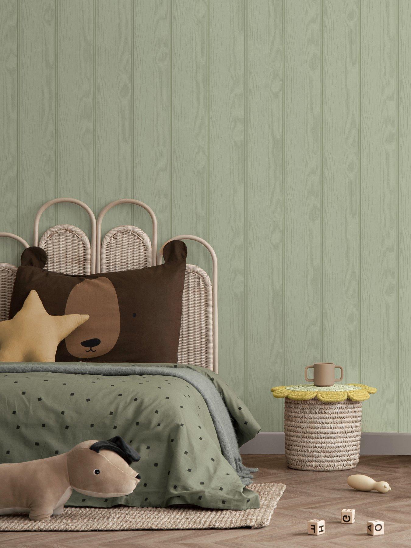 Holden Decor Tongue & Groove Wallpaper - Sage Green