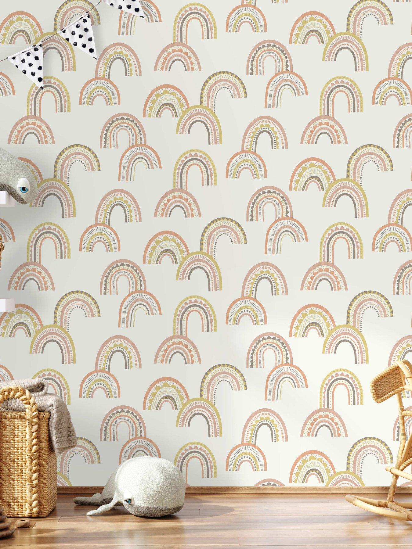 Holden Decor Boho Rainbow Wallpaper - Blush/orange