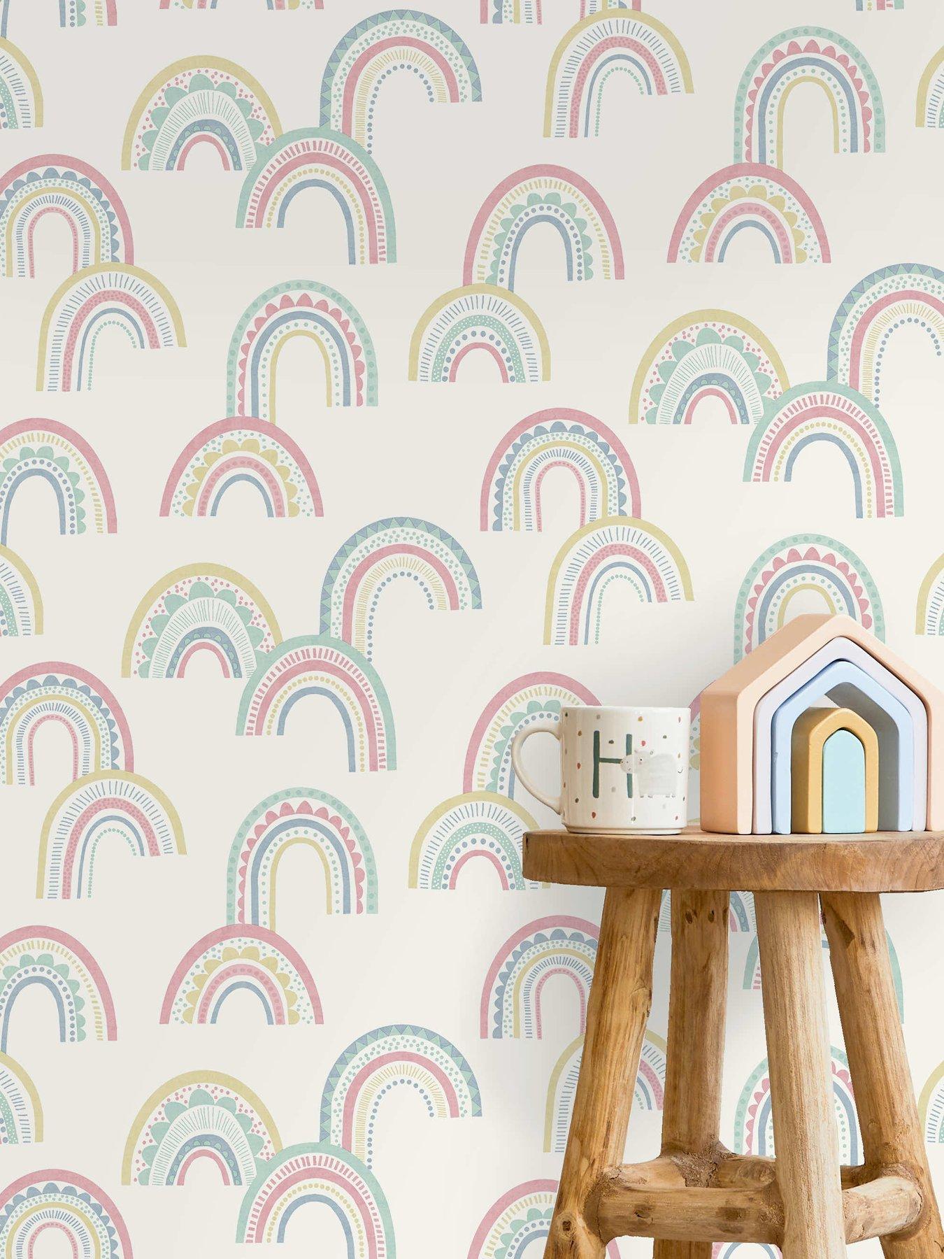 Holden Decor Boho Rainbow Wallpaper - Pink/duckegg