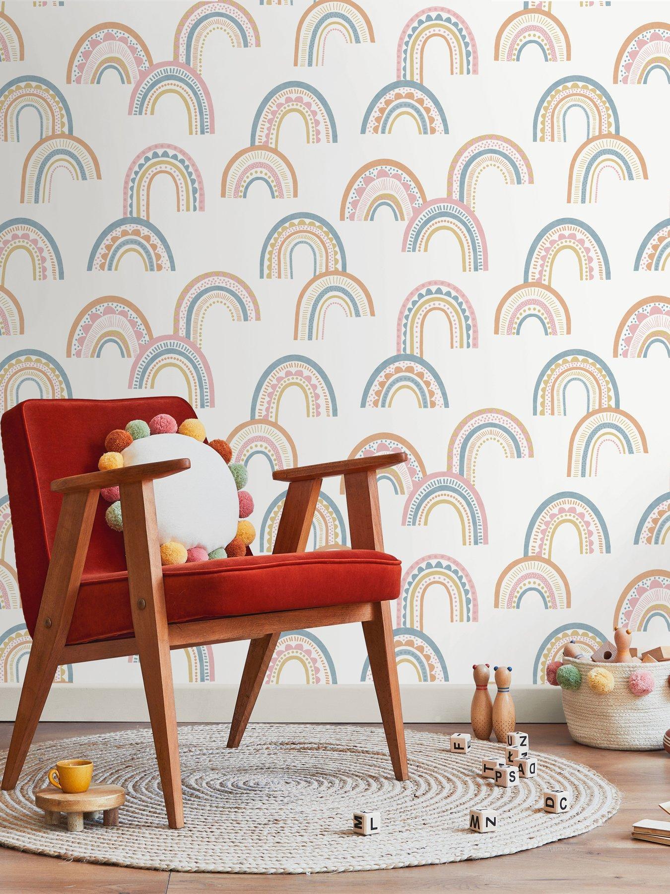 Holden Decor Boho Rainbow  Wallpaper - Orange/pink/blue