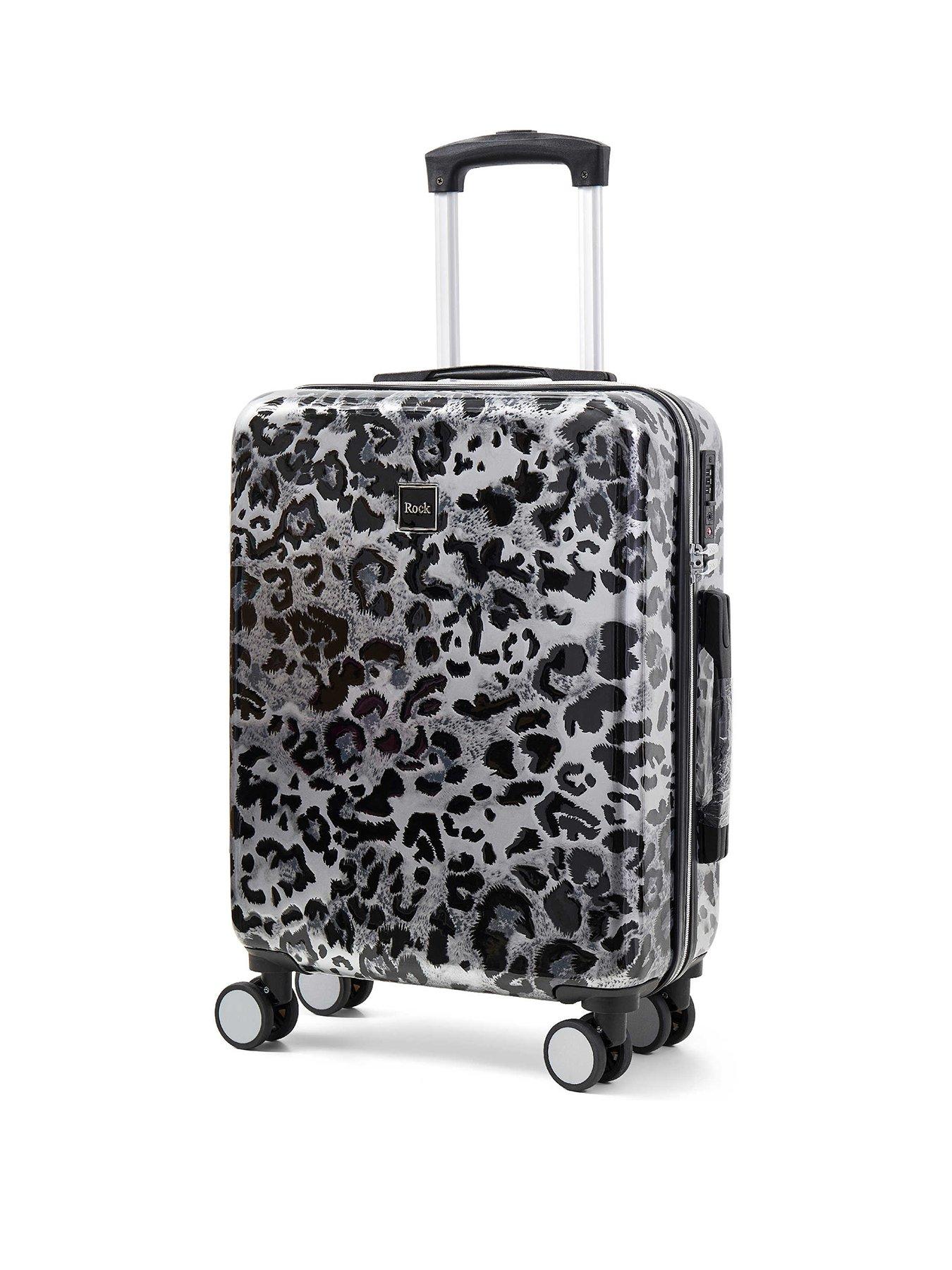Rock Luggage Savannah Silver Leopard Print Small Suitcase
