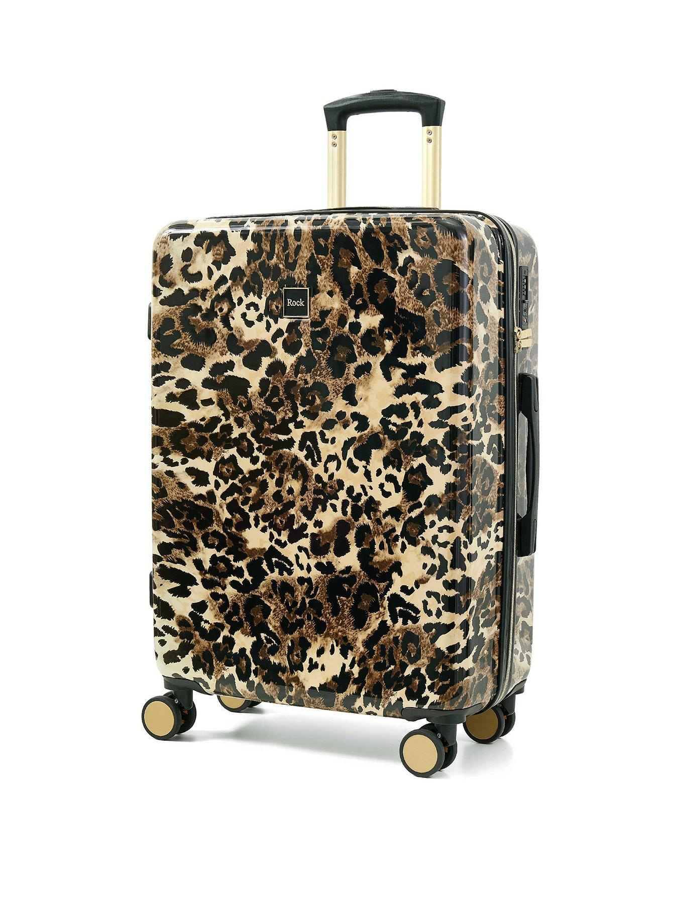 Image 1 of 5 of Rock Luggage Savannah Leopard Print Medium Suitcase