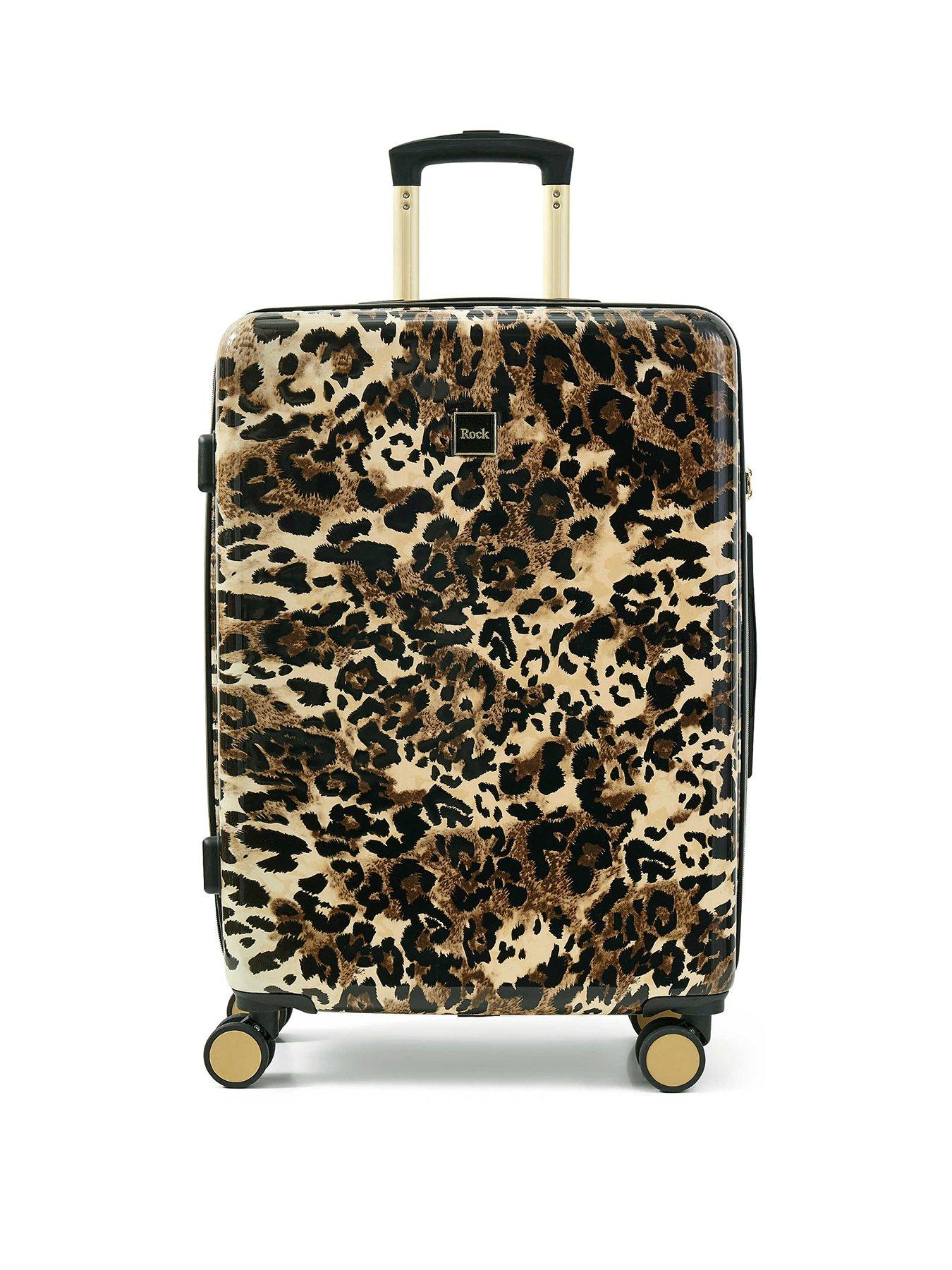 Image 2 of 5 of Rock Luggage Savannah Leopard Print Medium Suitcase