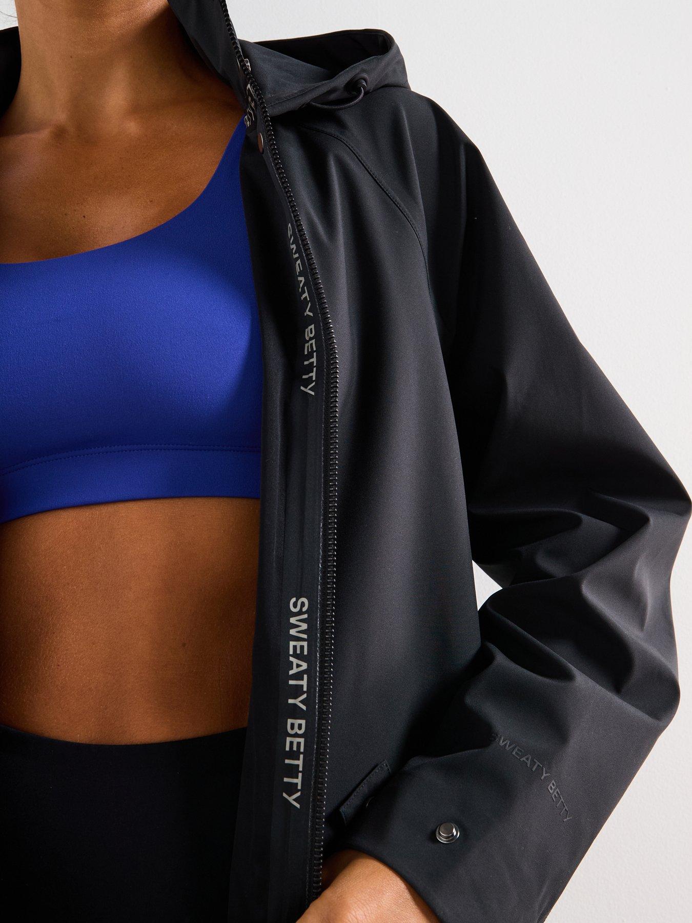 Image 4 of 6 of Sweaty Betty Womens Training Motion Waterproof Cropped Parka - Black