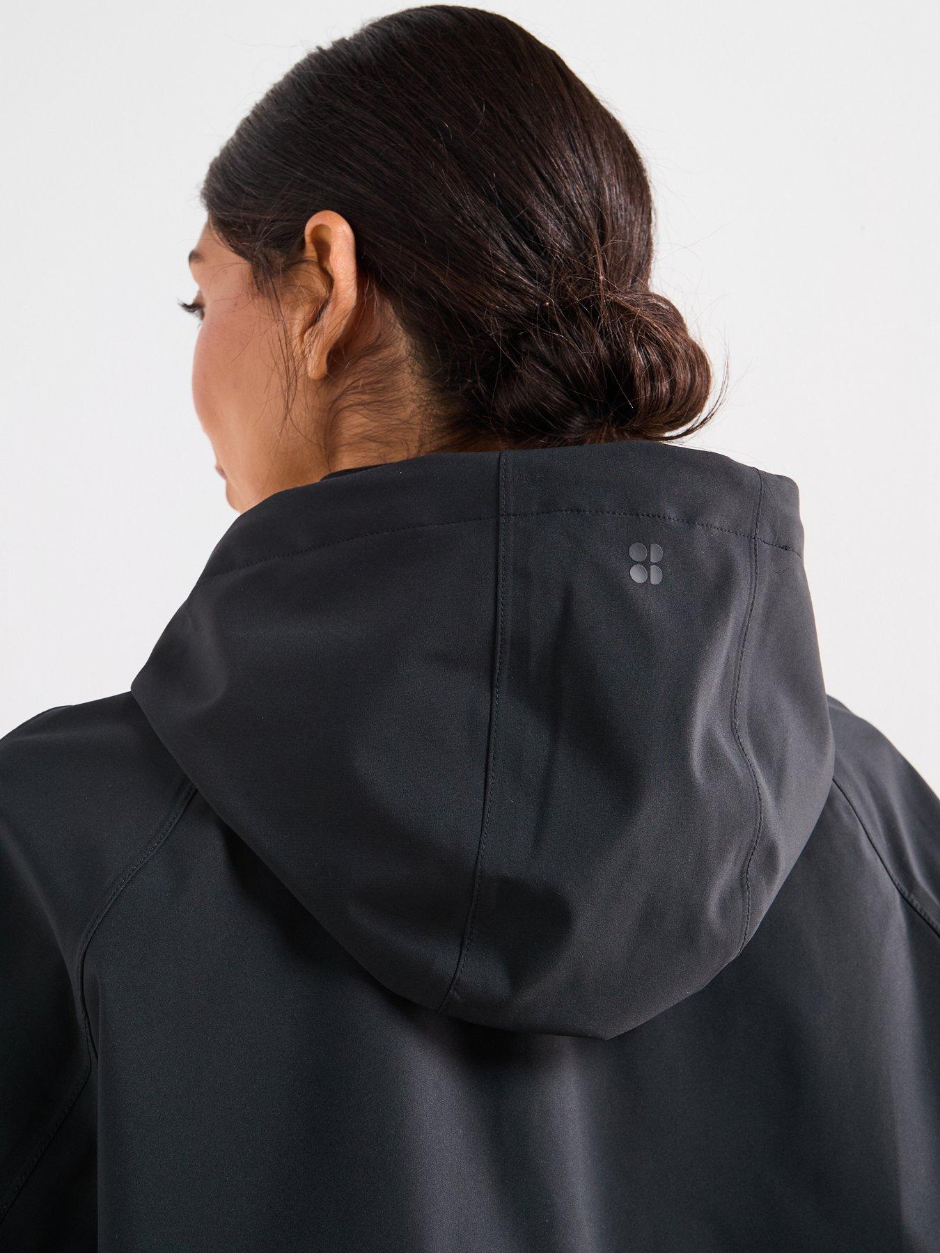 Image 6 of 6 of Sweaty Betty Womens Training Motion Waterproof Cropped Parka - Black