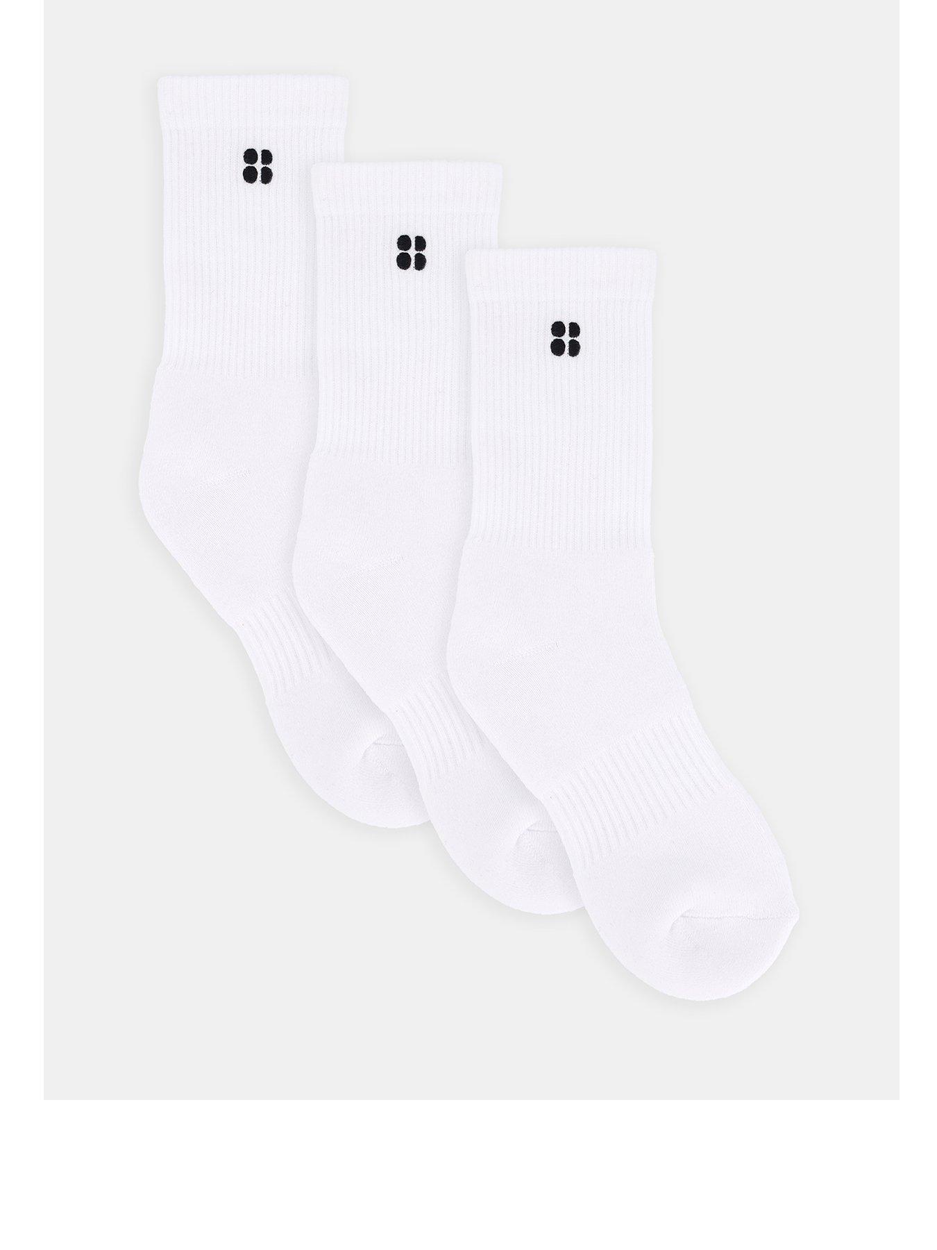 Image 1 of 4 of Sweaty Betty Womens Training Essentials Crew 3 Pack Socks - White