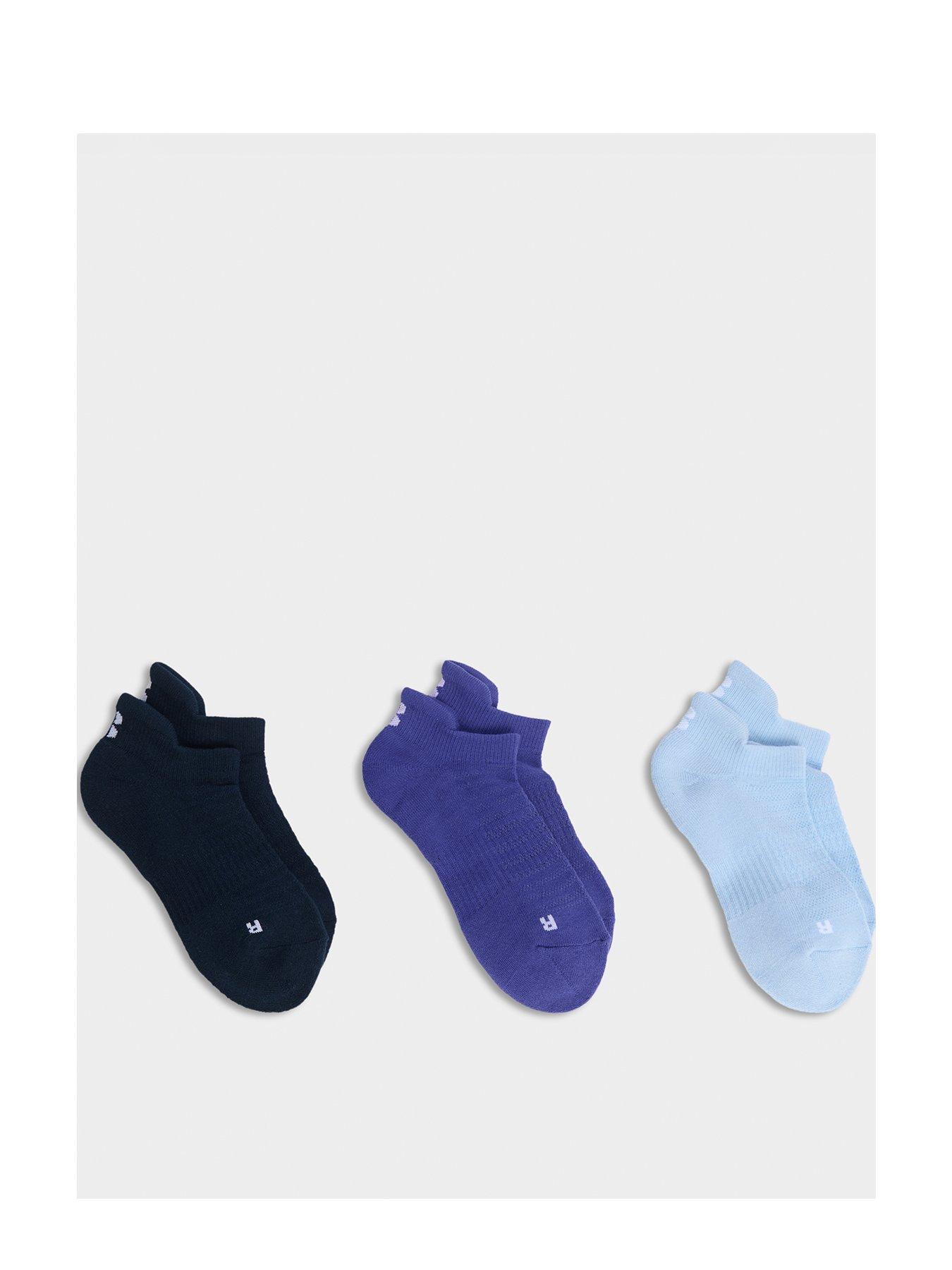 Image 1 of 3 of Sweaty Betty Womens Training Workout Trainer 3 Pack Socks - Blue