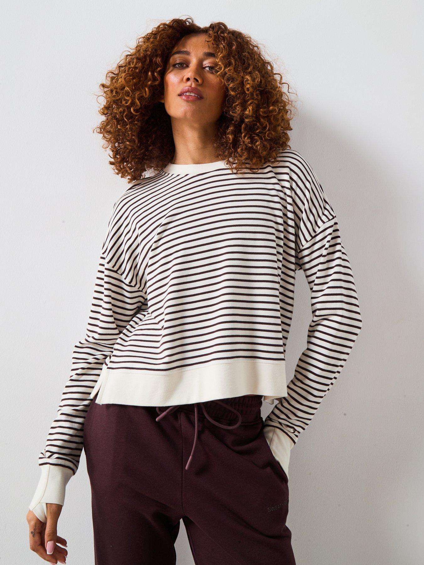 Sweaty Betty Womens Training After Class Crop Sweatshirt - White/Brown