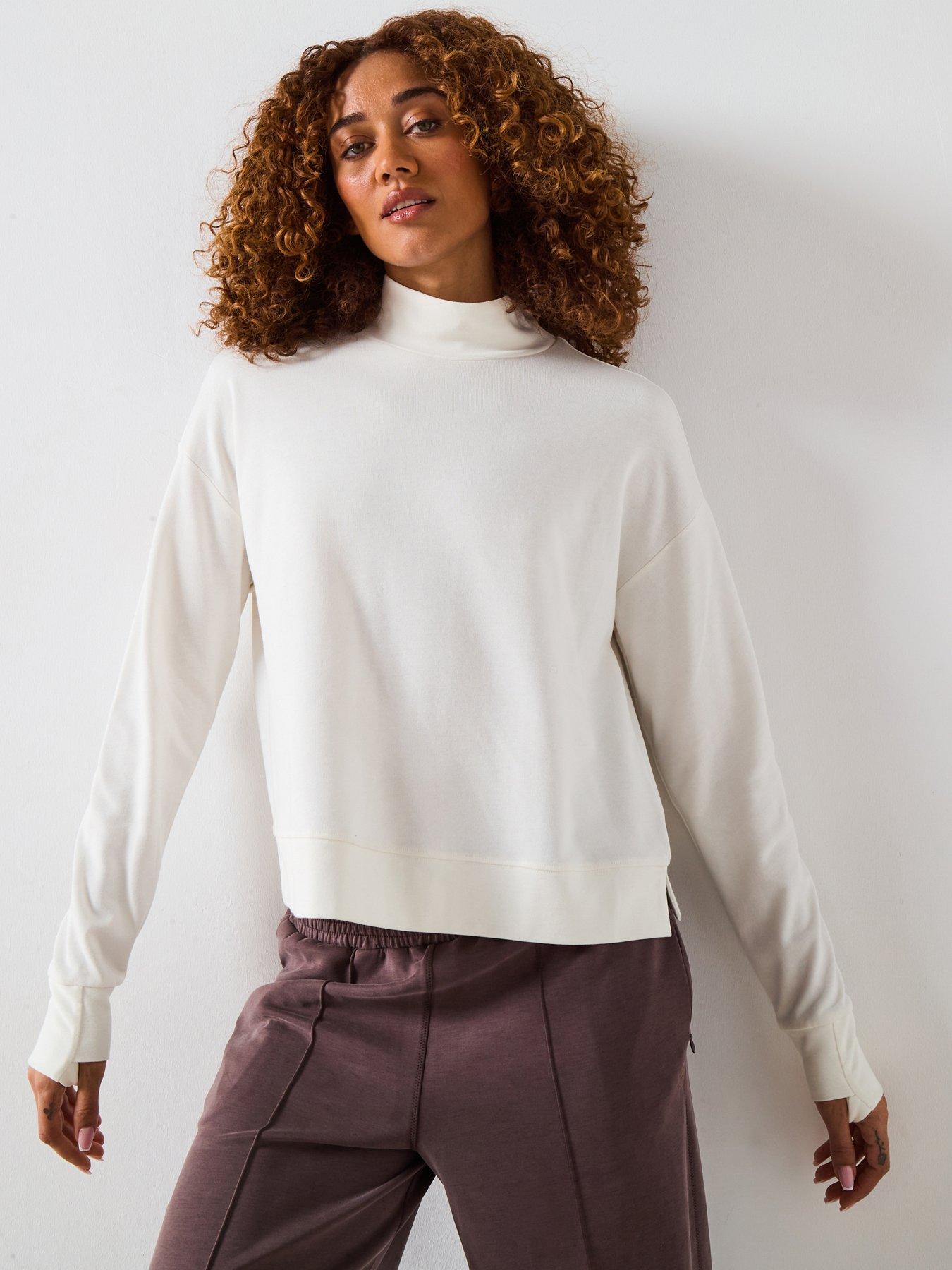 Sweaty Betty Womens Training After Class Funnel Neck Sweatshirt - White