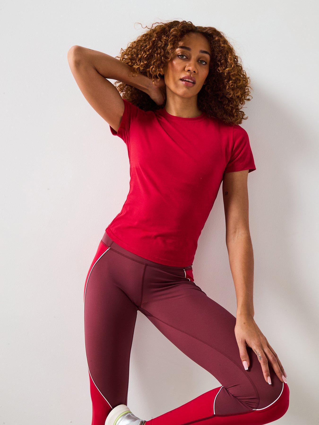 Sweaty Betty Womens Slim Fit Training Essential Sculpt Short Sleeve Top - Red